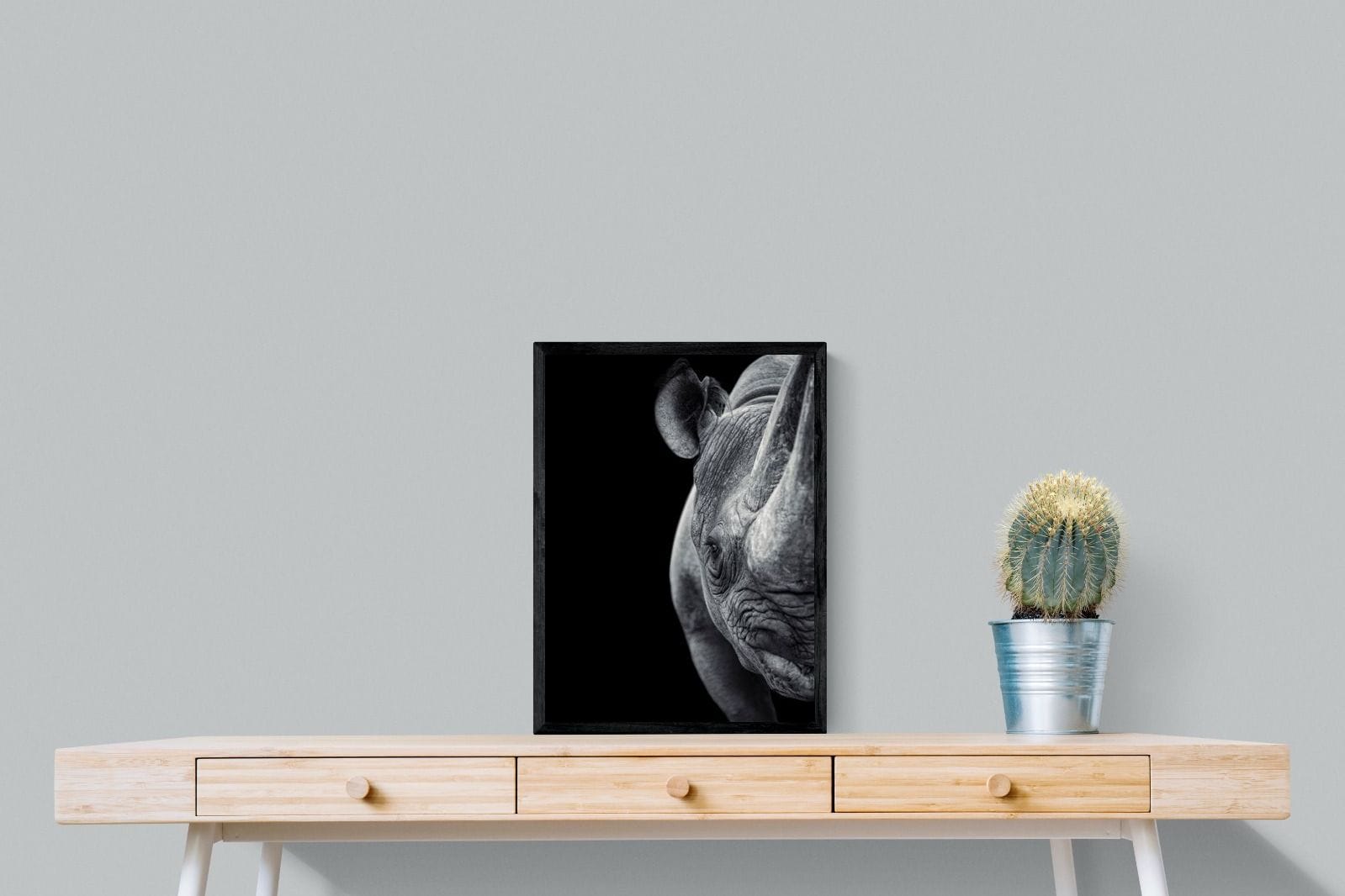 Monochromatic Rhino-Wall_Art-45 x 60cm-Mounted Canvas-Black-Pixalot