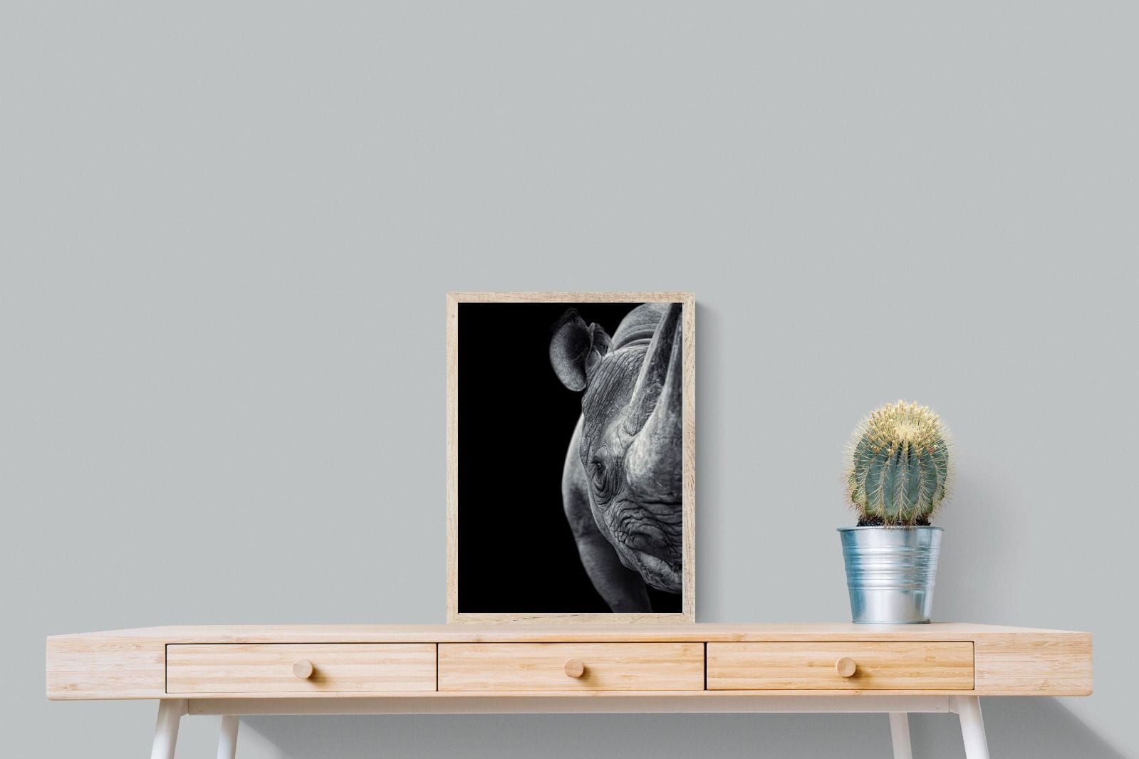 Monochromatic Rhino-Wall_Art-45 x 60cm-Mounted Canvas-Wood-Pixalot