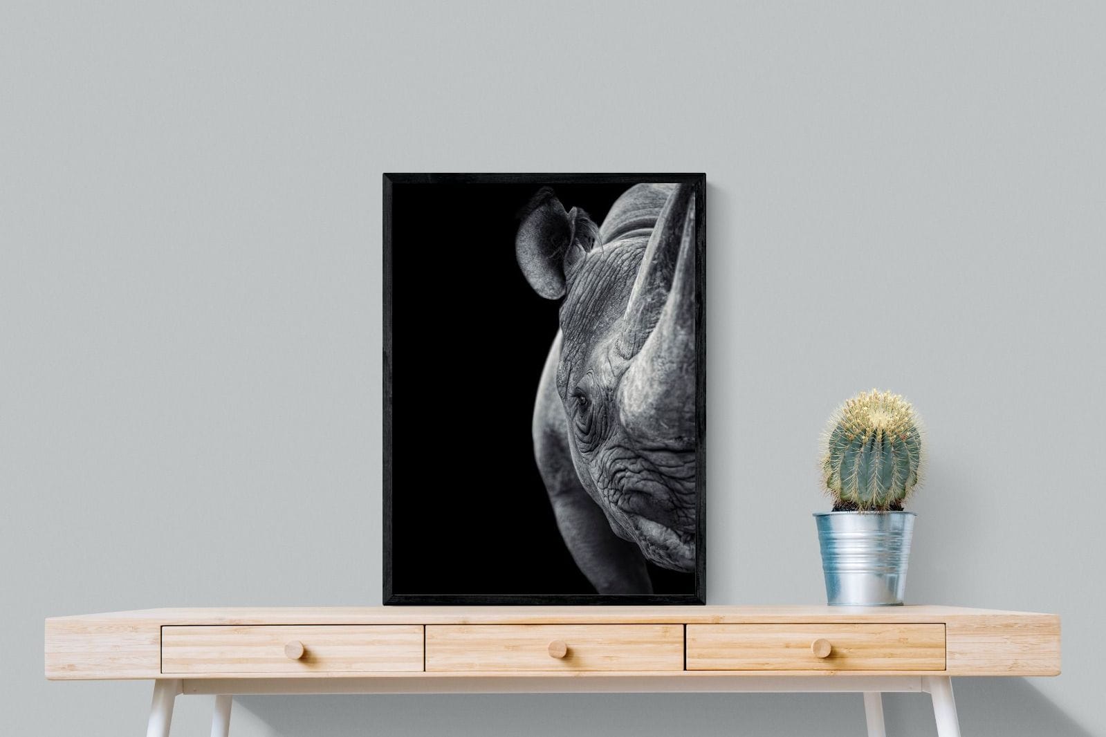 Monochromatic Rhino-Wall_Art-60 x 80cm-Mounted Canvas-Black-Pixalot