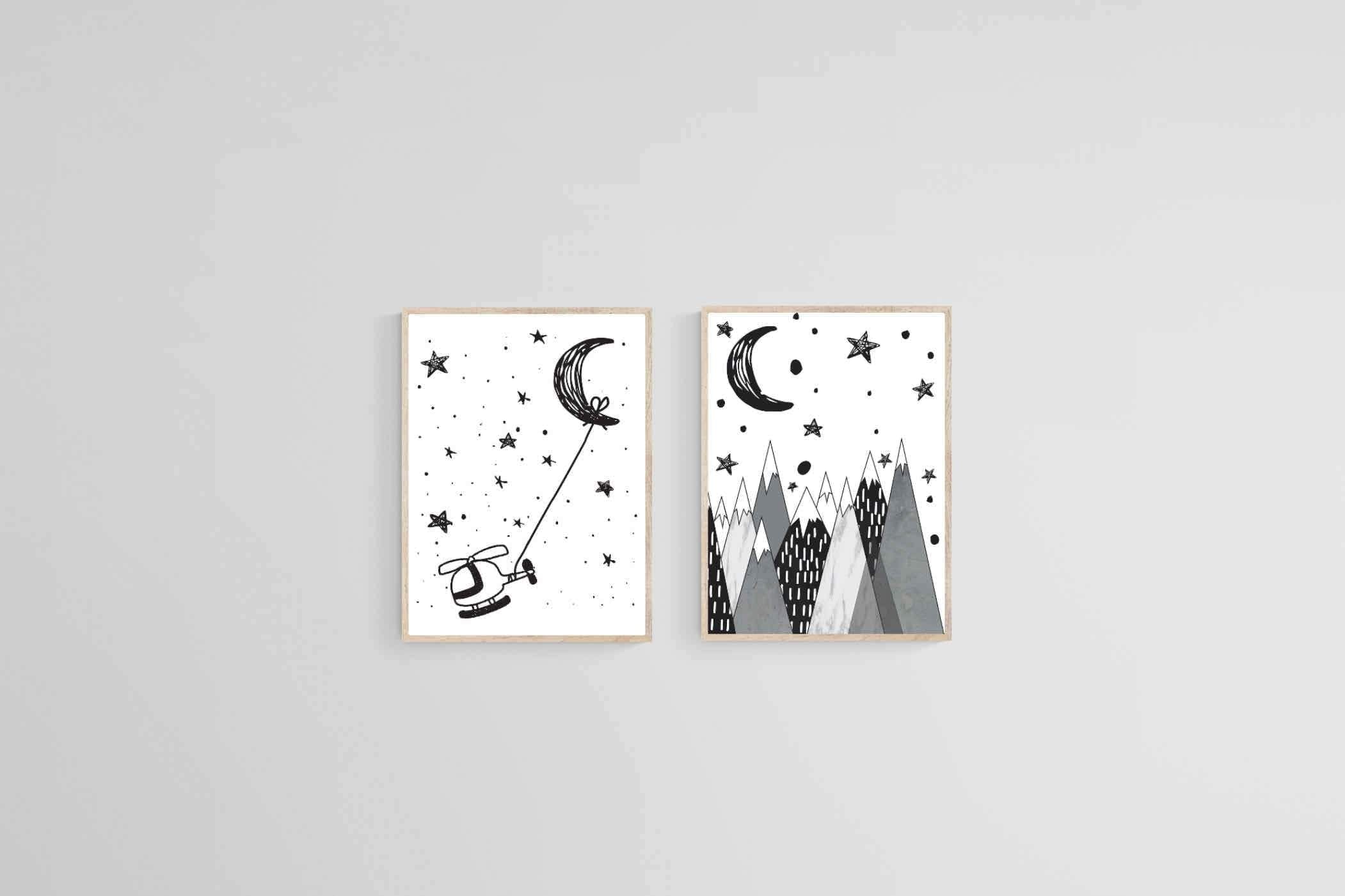 Moon Set-Wall_Art-45 x 60cm (x2)-Mounted Canvas-Wood-Pixalot
