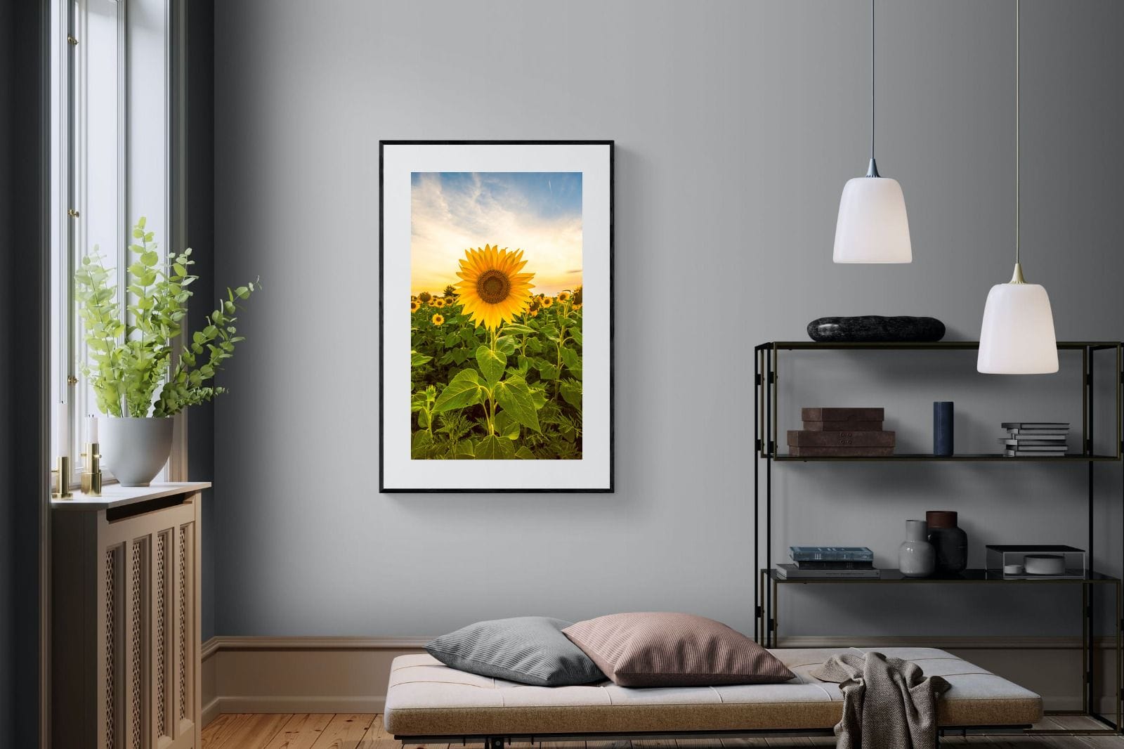Morning Sunflowers-Wall_Art-100 x 150cm-Framed Print-Black-Pixalot