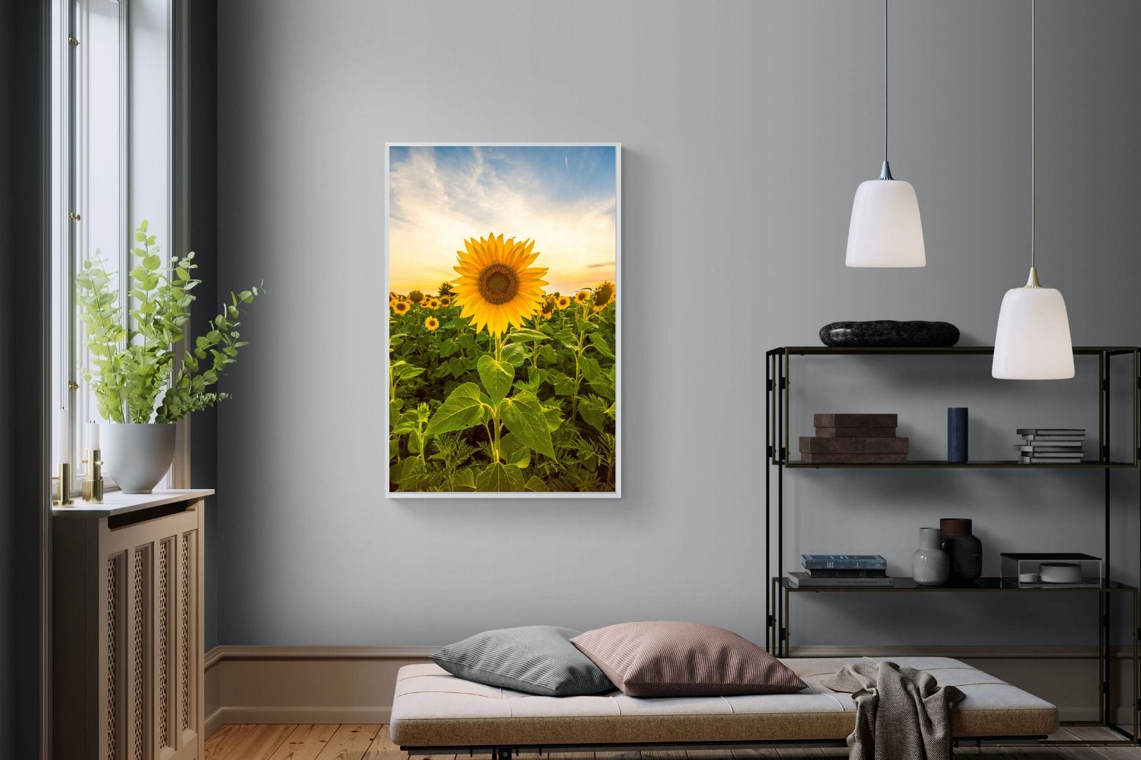 Morning Sunflowers-Wall_Art-100 x 150cm-Mounted Canvas-White-Pixalot
