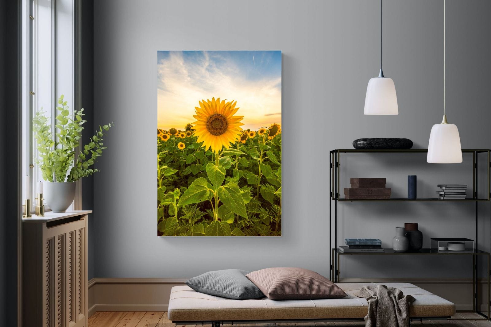 Morning Sunflowers-Wall_Art-120 x 180cm-Mounted Canvas-No Frame-Pixalot