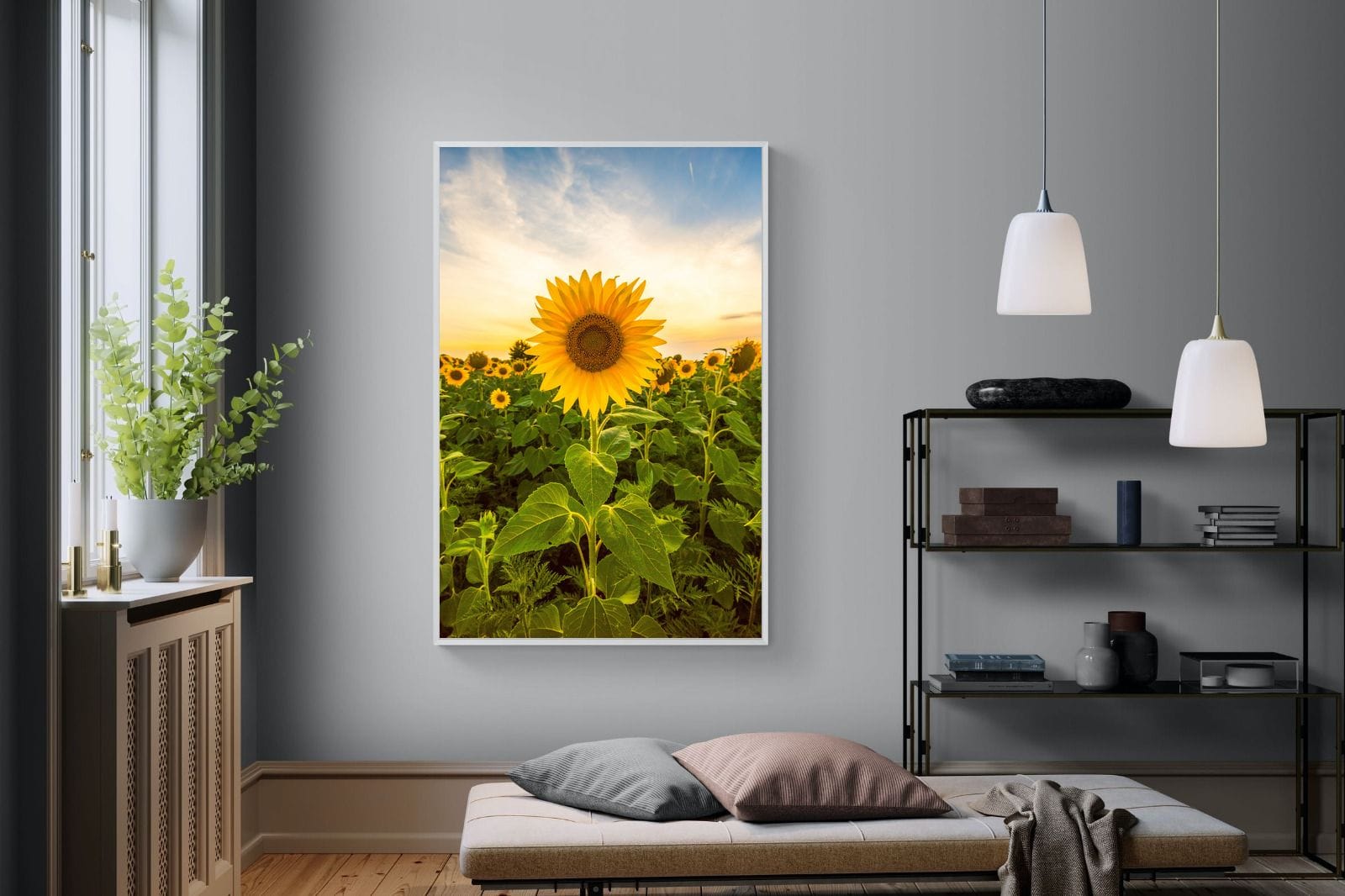 Morning Sunflowers-Wall_Art-120 x 180cm-Mounted Canvas-White-Pixalot