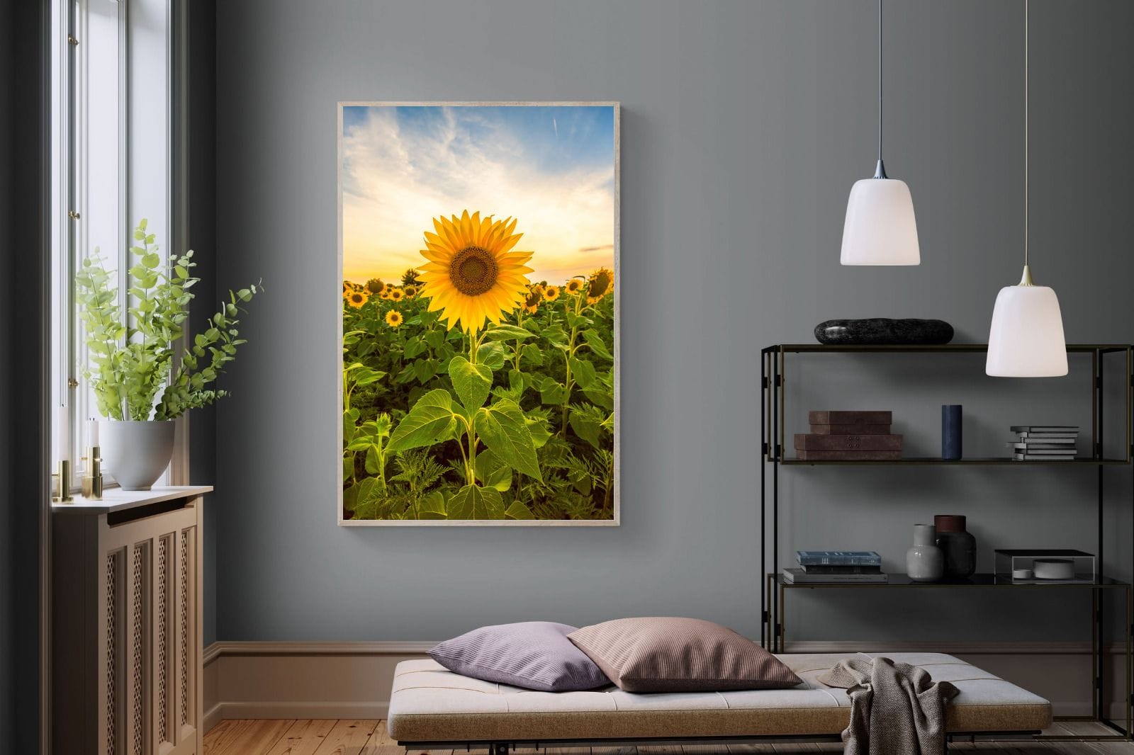 Morning Sunflowers-Wall_Art-120 x 180cm-Mounted Canvas-Wood-Pixalot