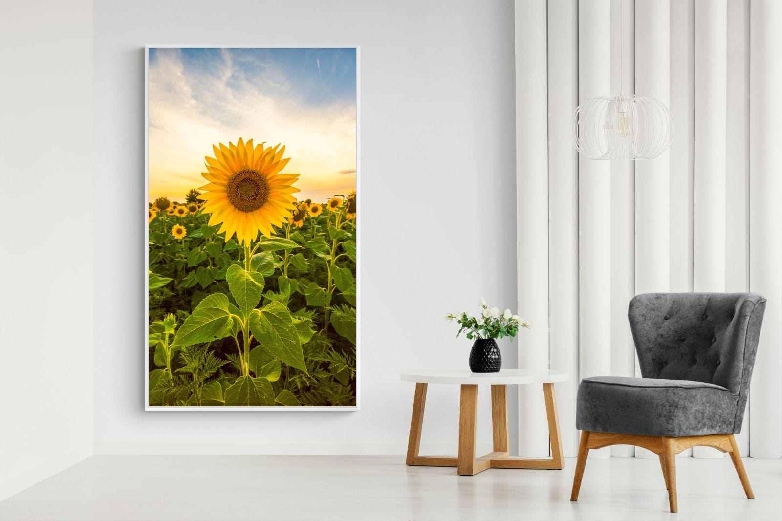 Morning Sunflowers-Wall_Art-130 x 220cm-Mounted Canvas-White-Pixalot