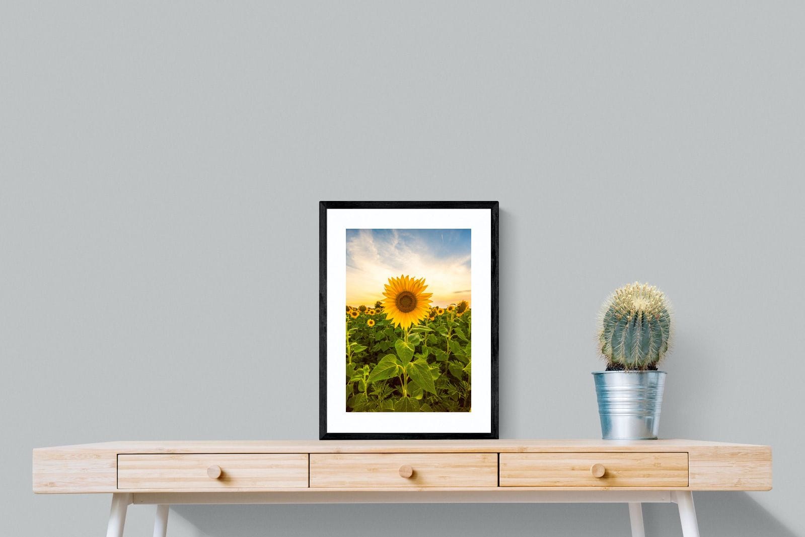 Morning Sunflowers-Wall_Art-45 x 60cm-Framed Print-Black-Pixalot