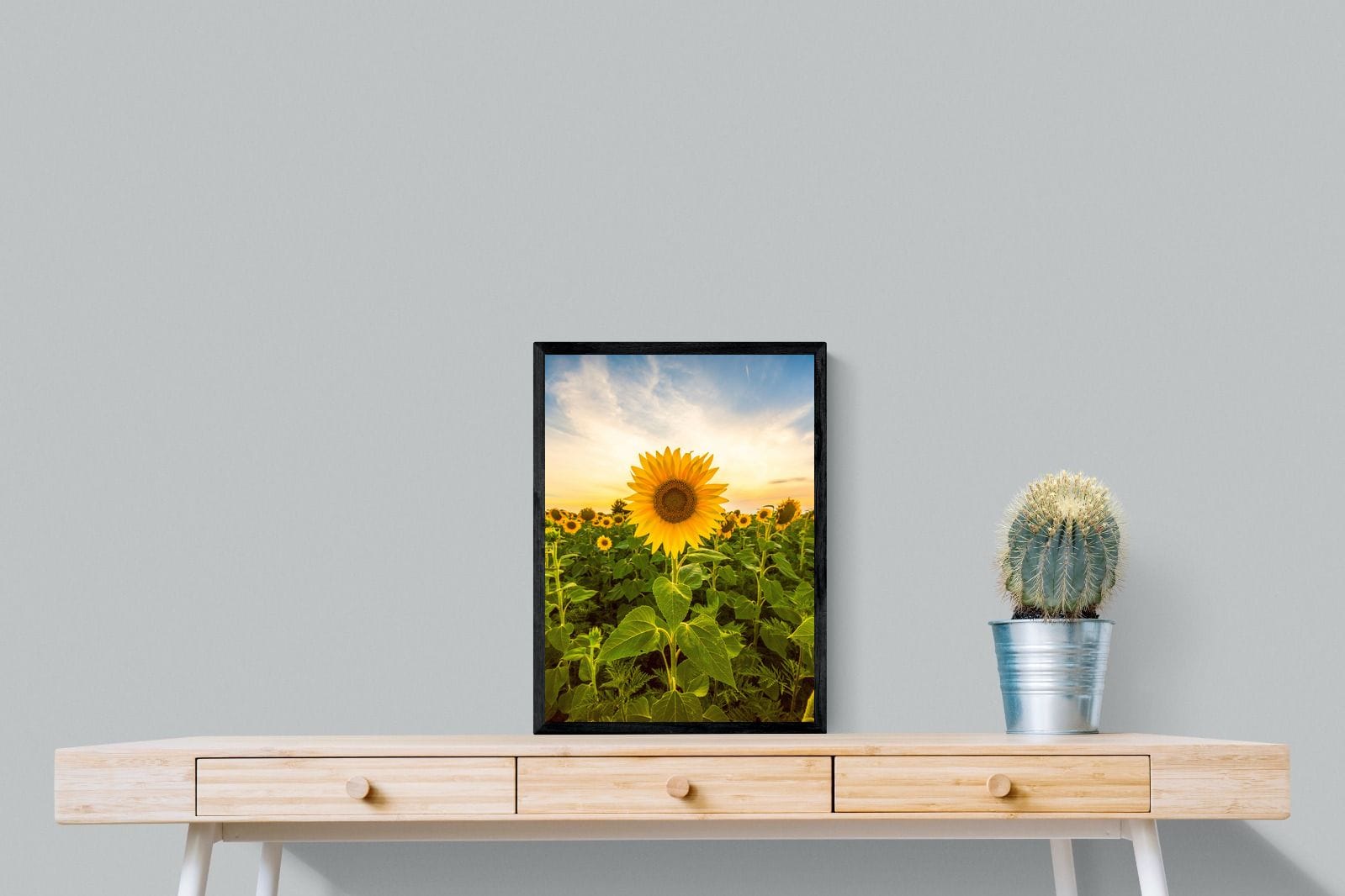 Morning Sunflowers-Wall_Art-45 x 60cm-Mounted Canvas-Black-Pixalot