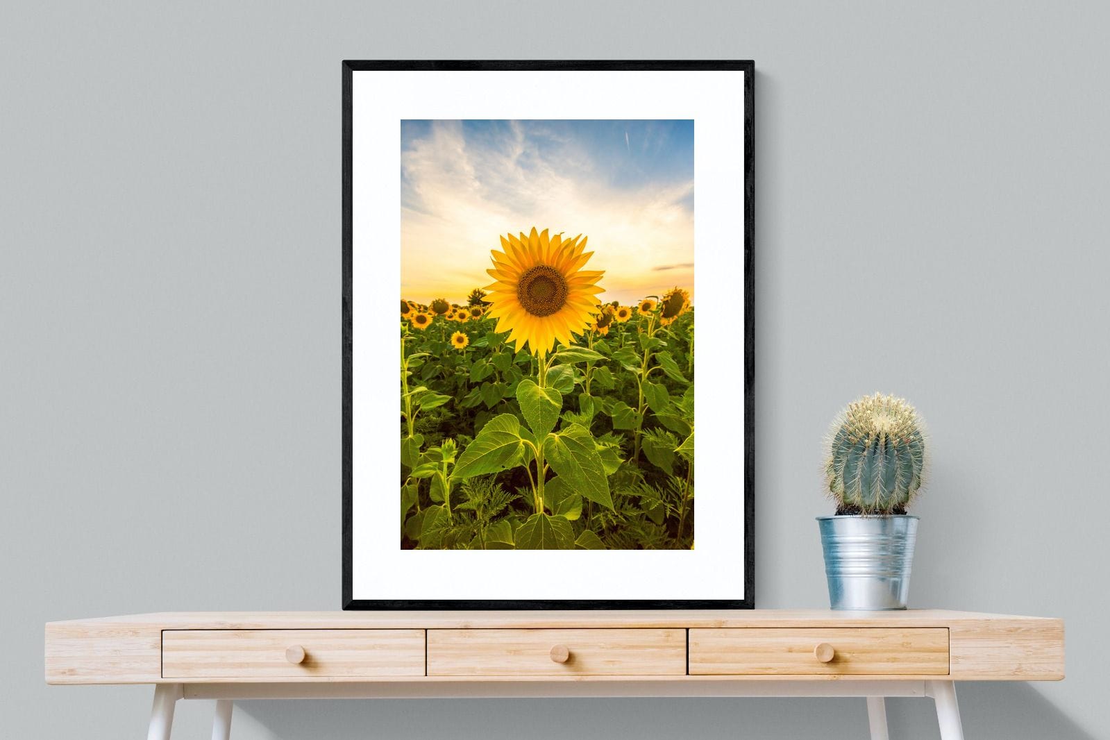 Morning Sunflowers-Wall_Art-75 x 100cm-Framed Print-Black-Pixalot
