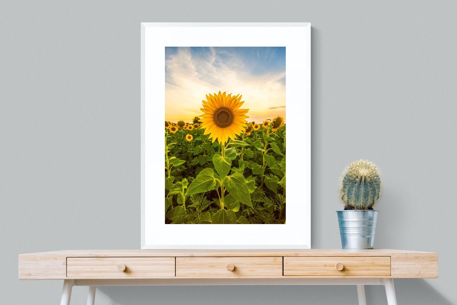 Morning Sunflowers-Wall_Art-75 x 100cm-Framed Print-White-Pixalot