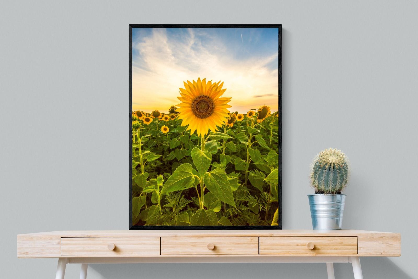 Morning Sunflowers-Wall_Art-75 x 100cm-Mounted Canvas-Black-Pixalot