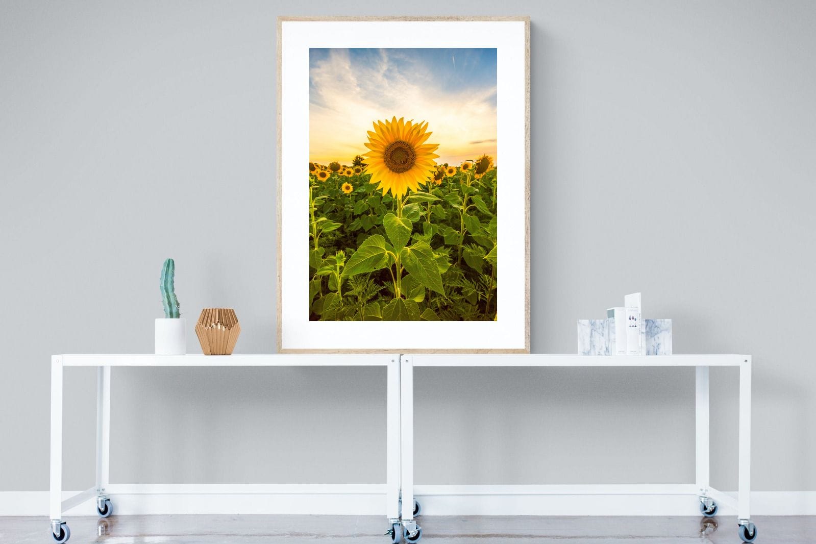 Morning Sunflowers-Wall_Art-90 x 120cm-Framed Print-Wood-Pixalot