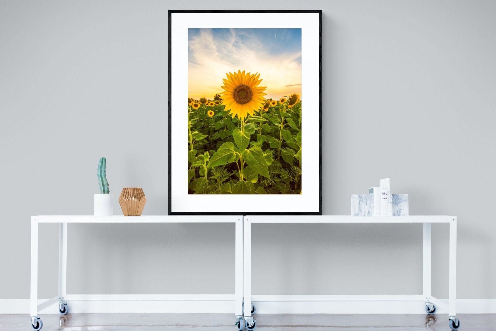 Morning Sunflowers-Wall_Art-90 x 120cm-Framed Print-Black-Pixalot