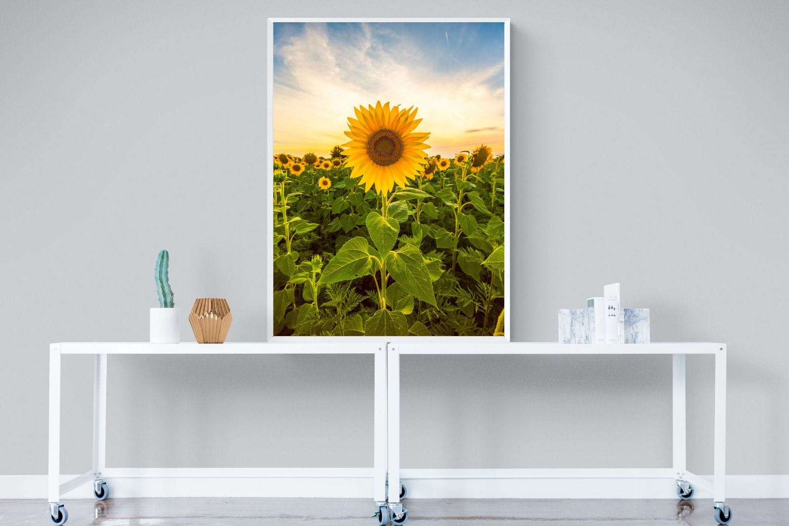 Morning Sunflowers-Wall_Art-90 x 120cm-Mounted Canvas-White-Pixalot