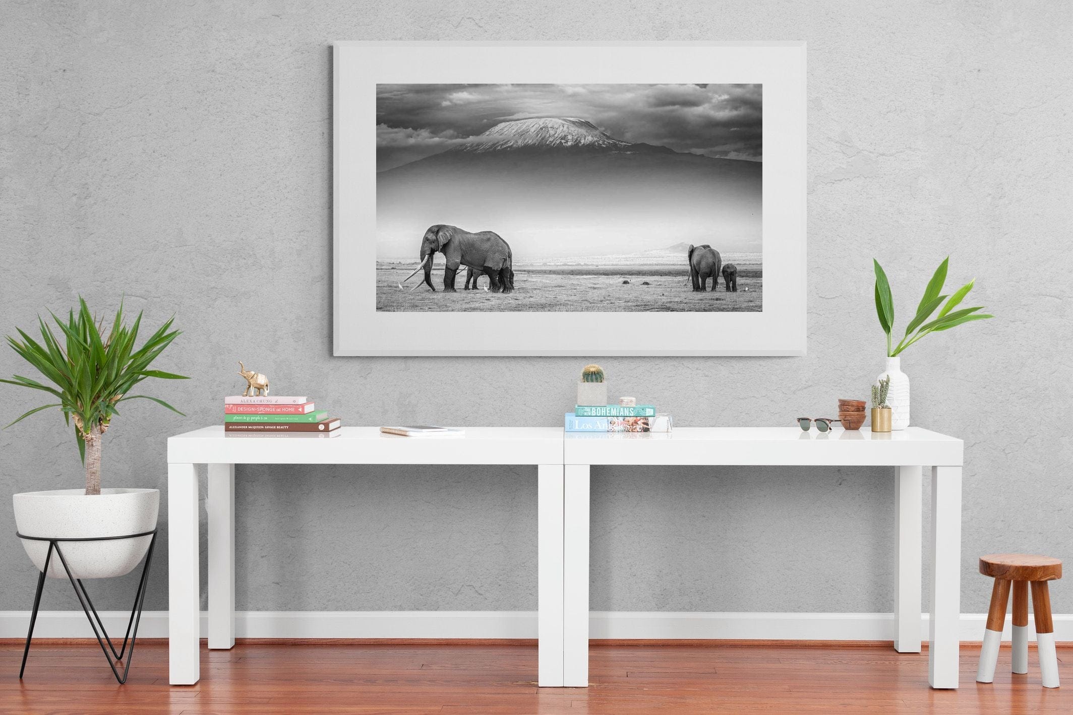 Mountain Ele-Wall_Art-150 x 100cm-Framed Print-White-Pixalot