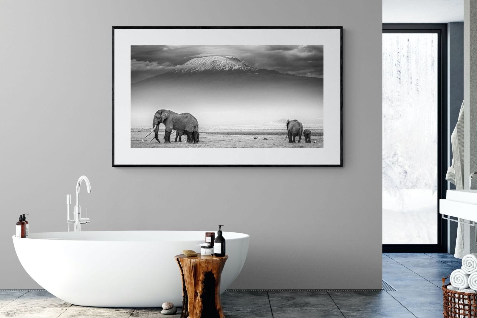 Mountain Ele-Wall_Art-180 x 110cm-Framed Print-Black-Pixalot