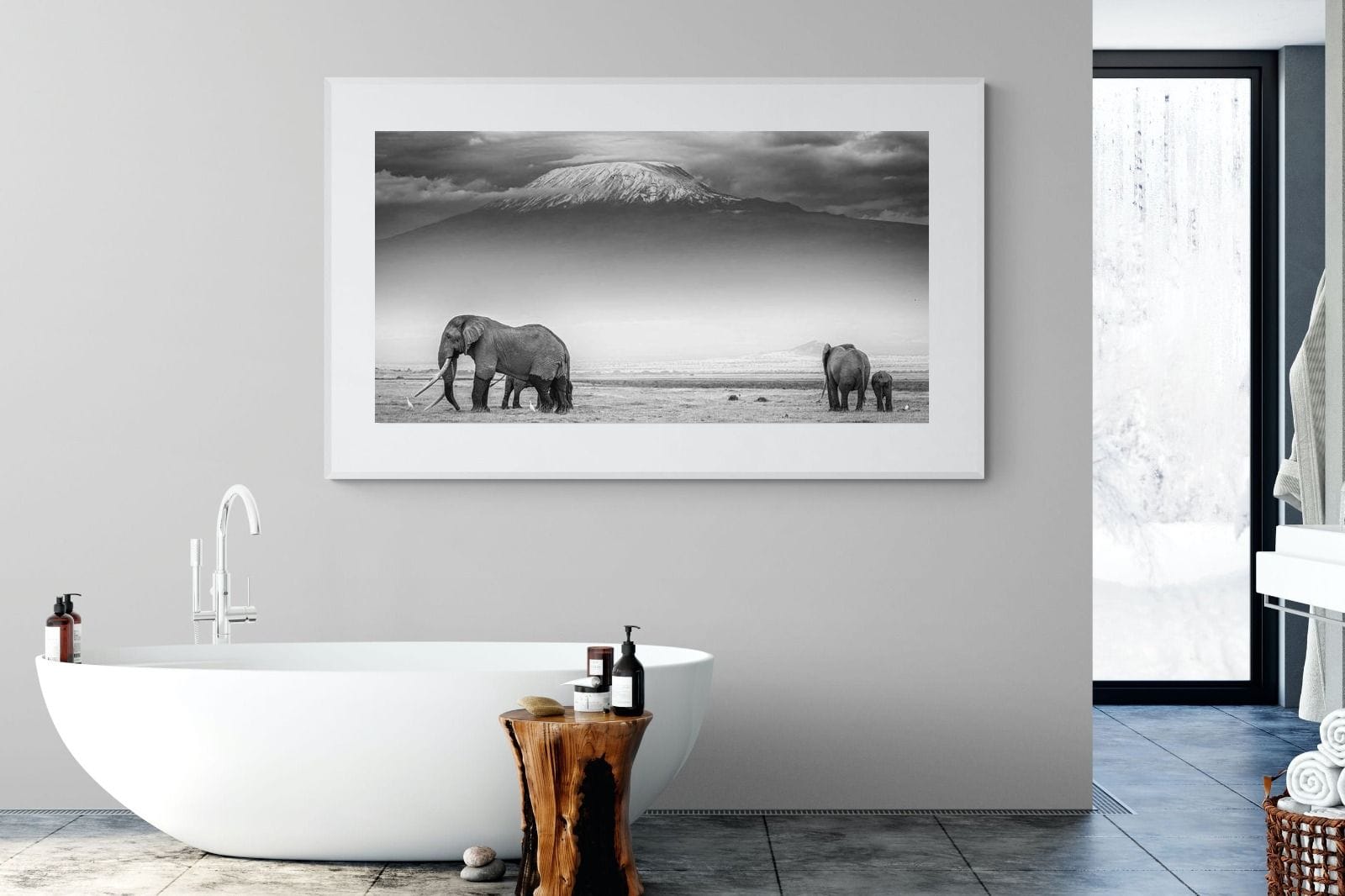 Mountain Ele-Wall_Art-180 x 110cm-Framed Print-White-Pixalot