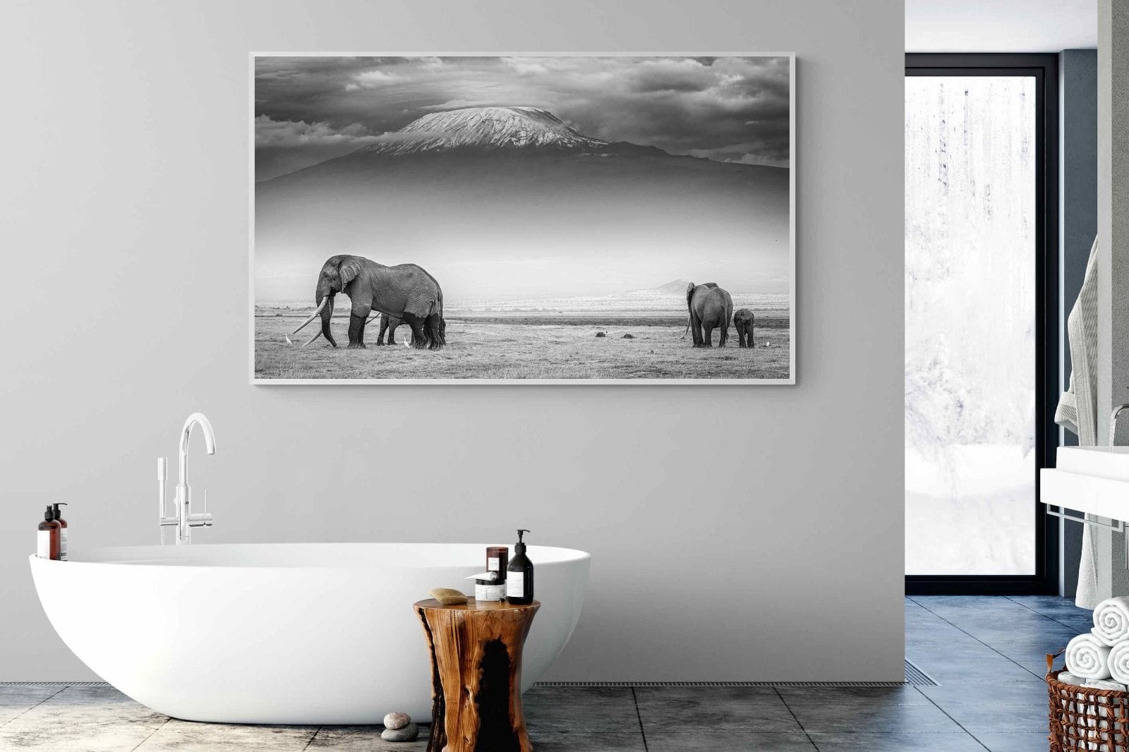 Mountain Ele-Wall_Art-180 x 110cm-Mounted Canvas-White-Pixalot
