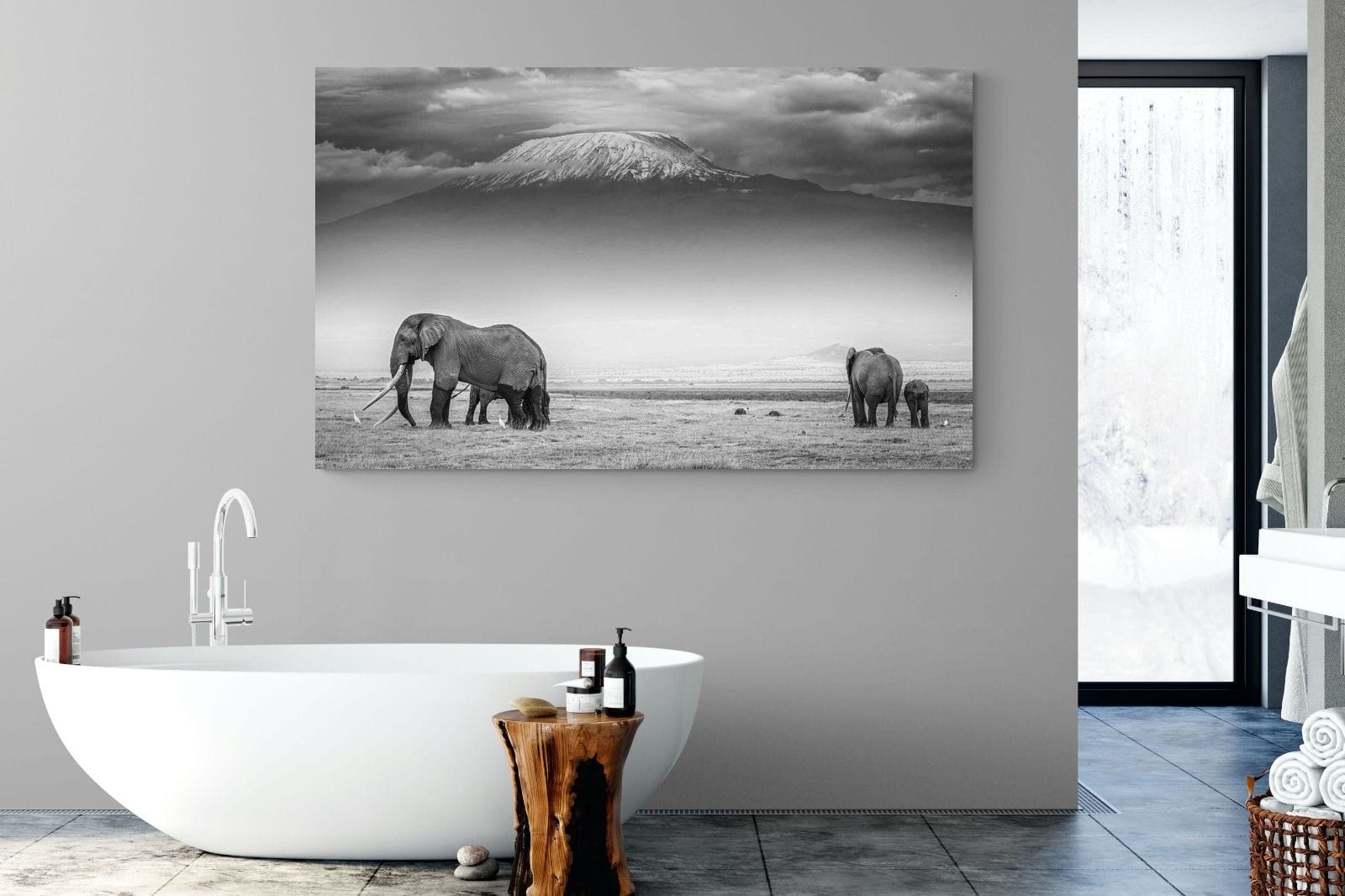 Mountain Ele-Wall_Art-180 x 110cm-Mounted Canvas-No Frame-Pixalot