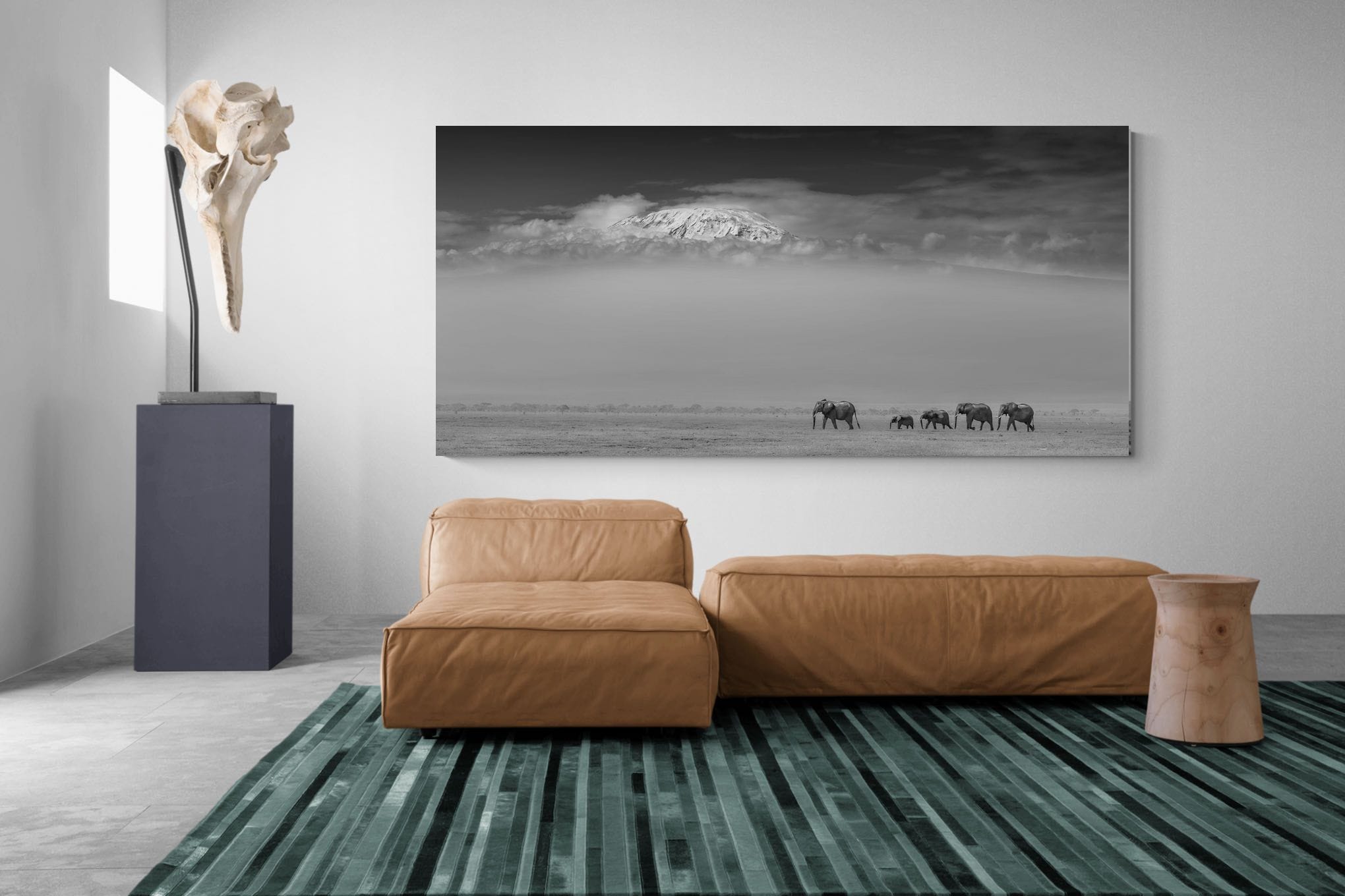 Mountain Elephants-Wall_Art-275 x 130cm-Mounted Canvas-No Frame-Pixalot