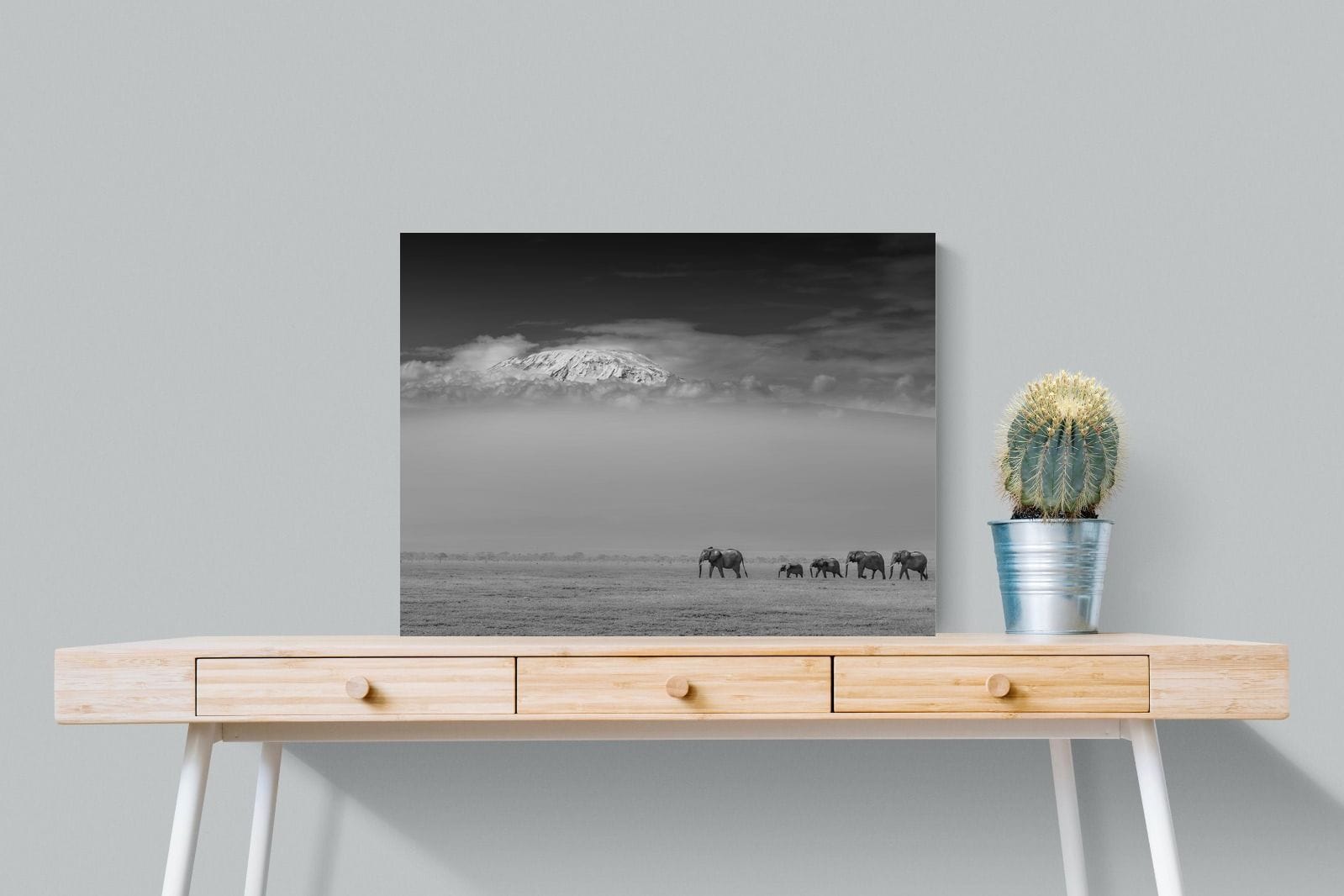 Mountain Elephants-Wall_Art-80 x 60cm-Mounted Canvas-No Frame-Pixalot
