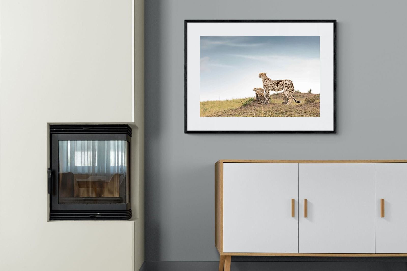 Mum & Cubs-Wall_Art-100 x 75cm-Framed Print-Black-Pixalot