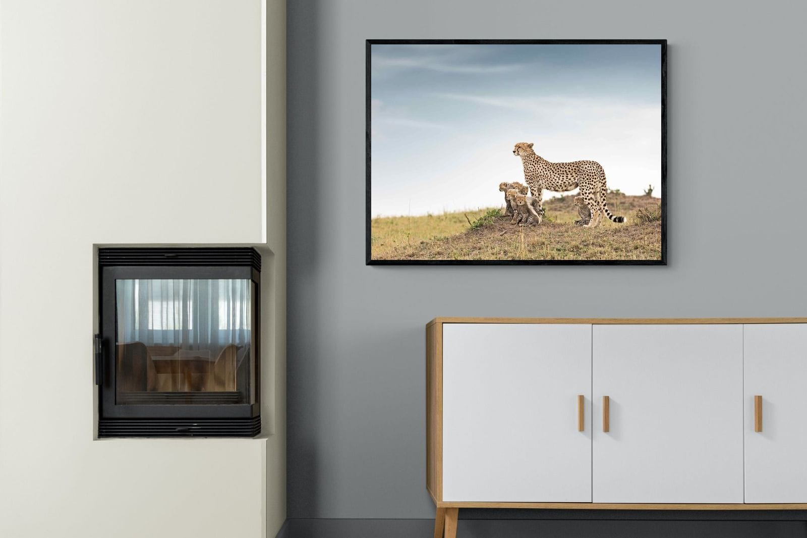 Mum & Cubs-Wall_Art-100 x 75cm-Mounted Canvas-Black-Pixalot