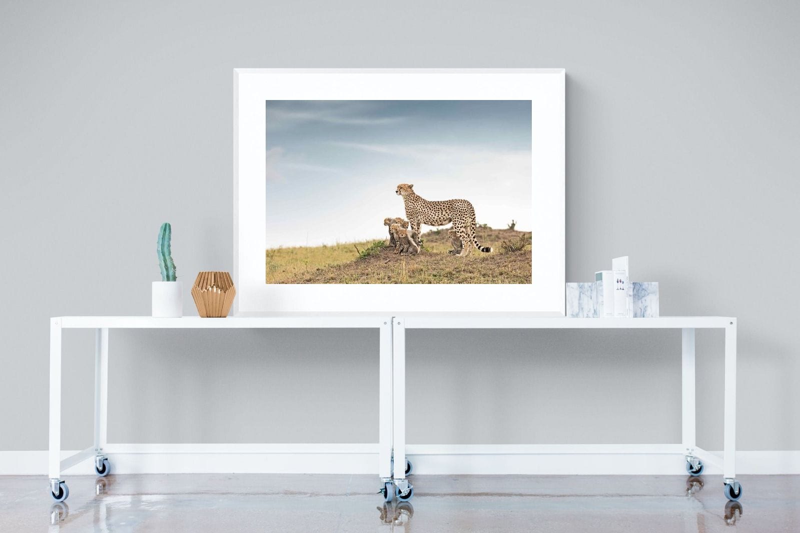 Mum & Cubs-Wall_Art-120 x 90cm-Framed Print-White-Pixalot