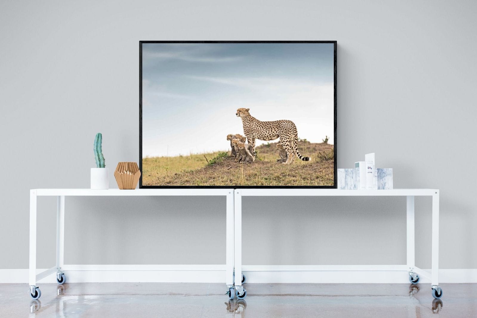Mum & Cubs-Wall_Art-120 x 90cm-Mounted Canvas-Black-Pixalot