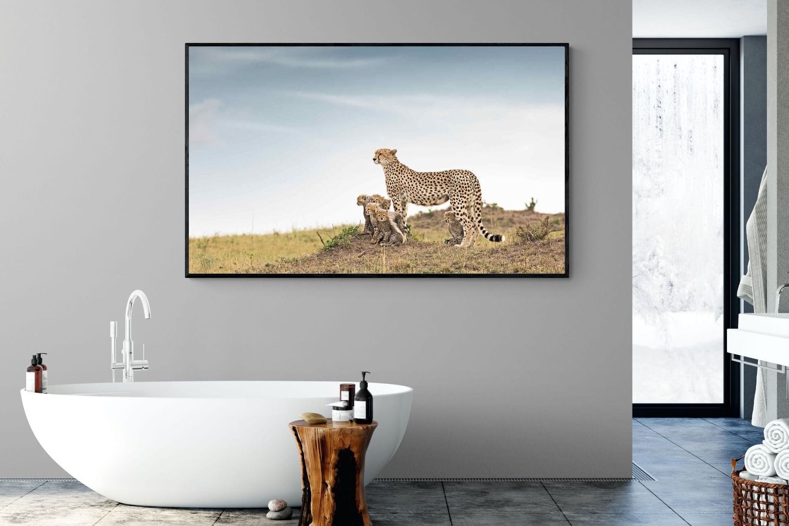 Mum & Cubs-Wall_Art-180 x 110cm-Mounted Canvas-Black-Pixalot