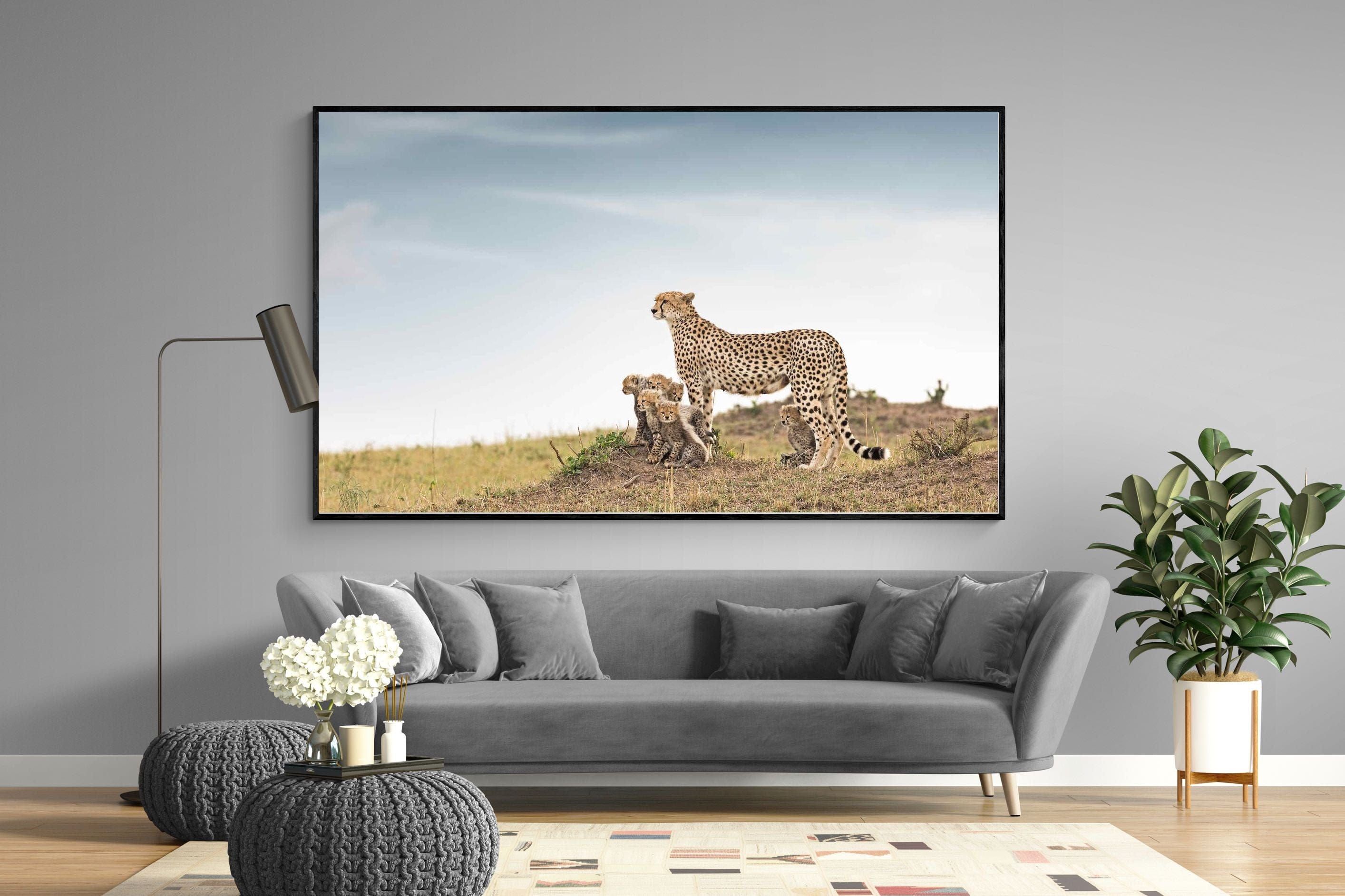 Mum & Cubs-Wall_Art-220 x 130cm-Mounted Canvas-Black-Pixalot