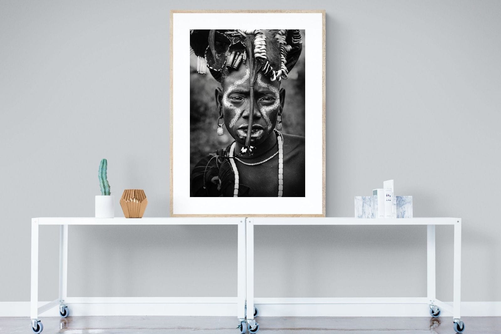 Mursi Tribesman-Wall_Art-90 x 120cm-Framed Print-Wood-Pixalot