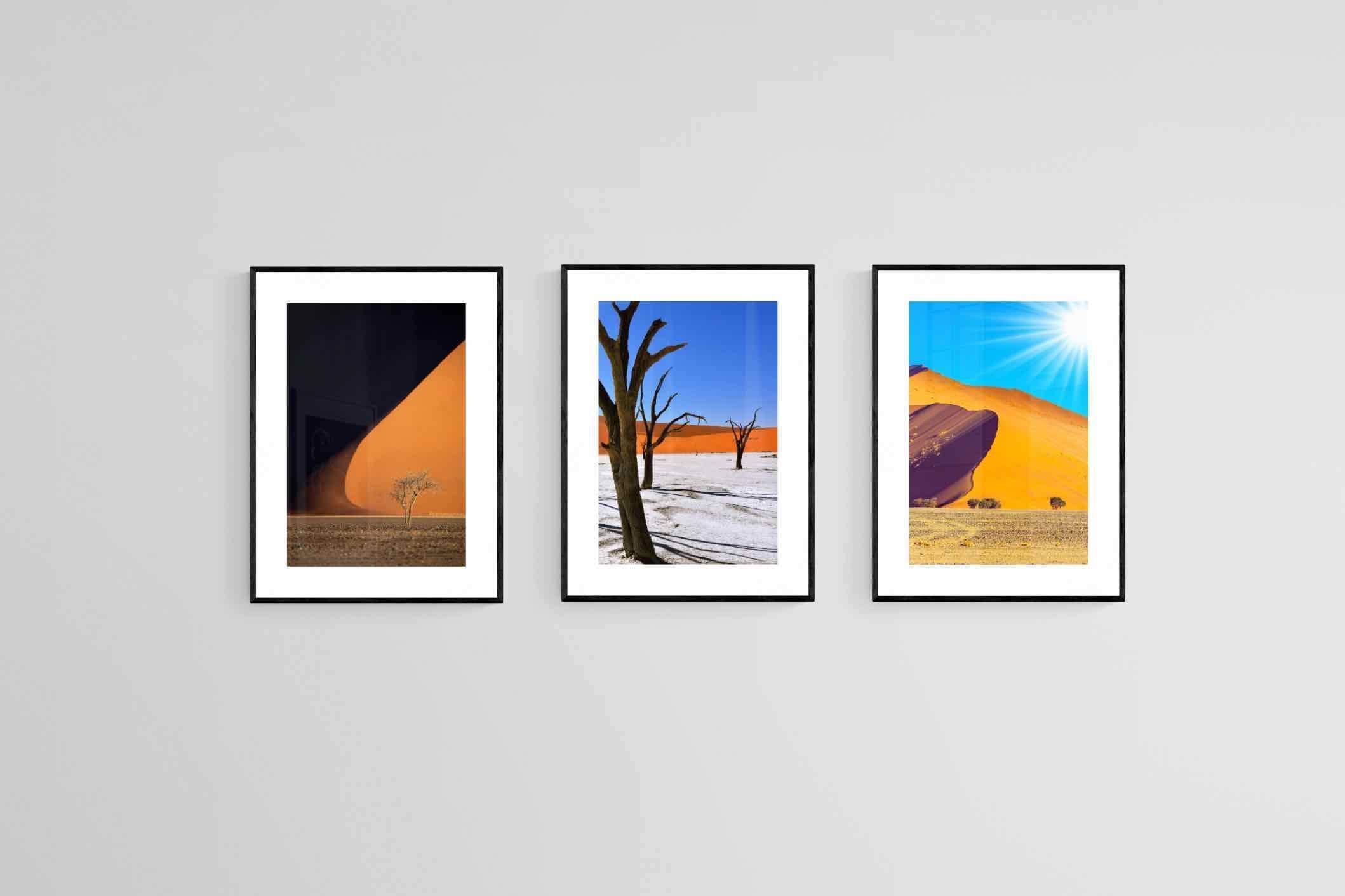 Namibia Set-Wall_Art-60 x 80cm (x3)-Framed Print-Black-Pixalot