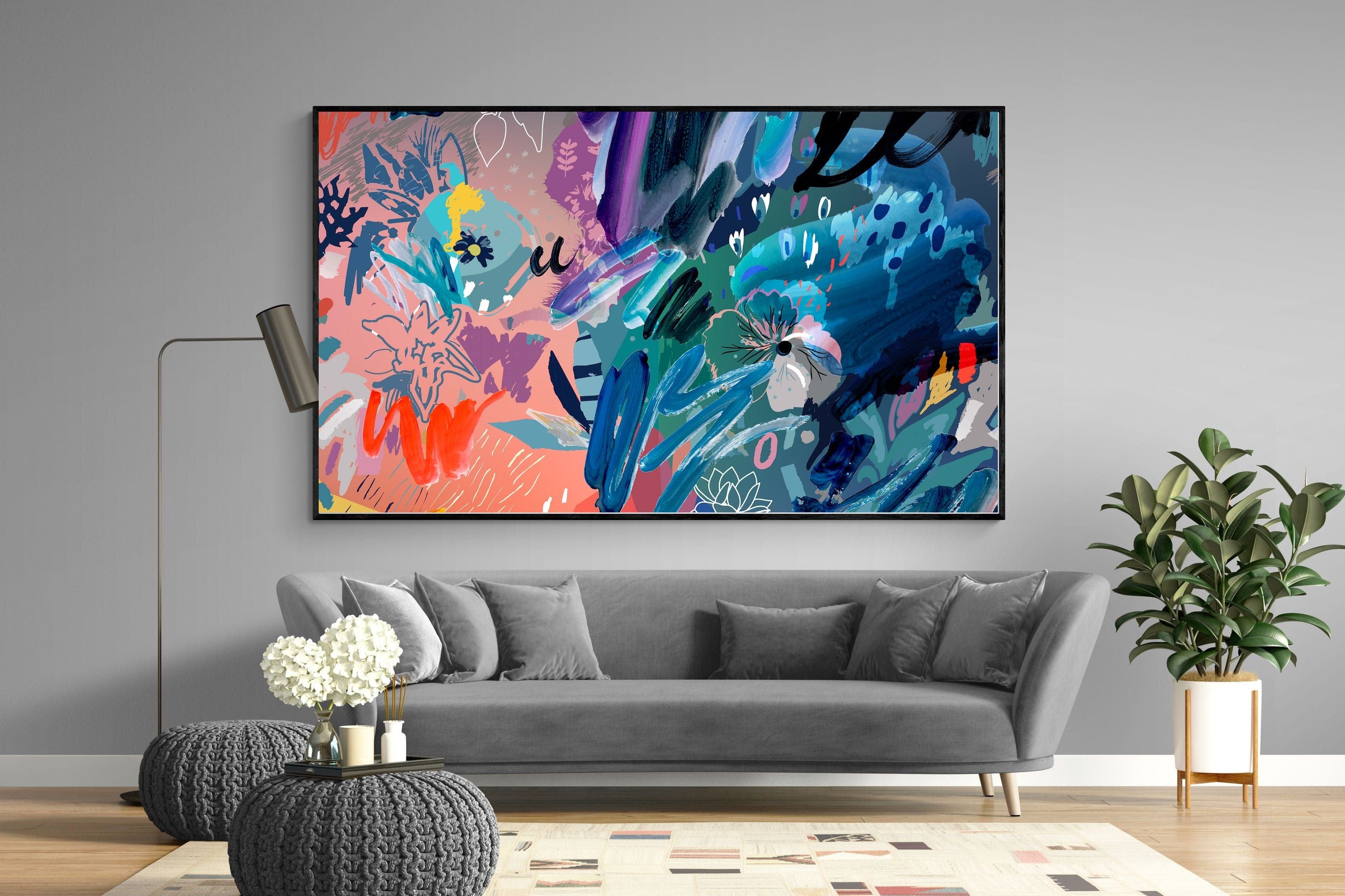 Nature's Chaos-Wall_Art-220 x 130cm-Mounted Canvas-Black-Pixalot