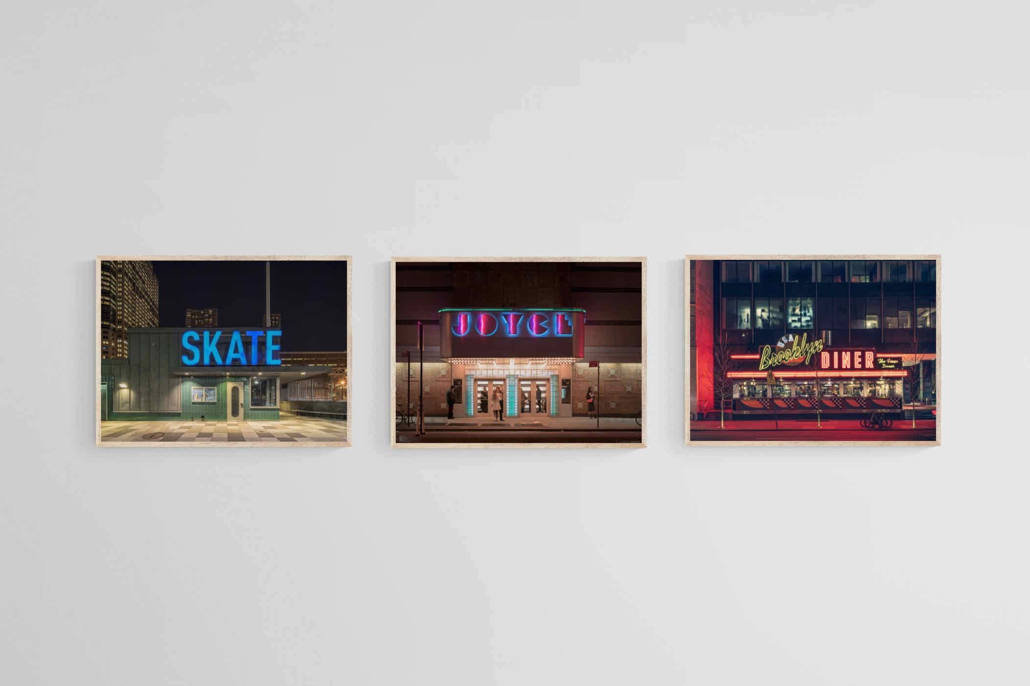Neon Brooklyn Set-Wall_Art-60 x 45cm (x3)-Mounted Canvas-Wood-Pixalot
