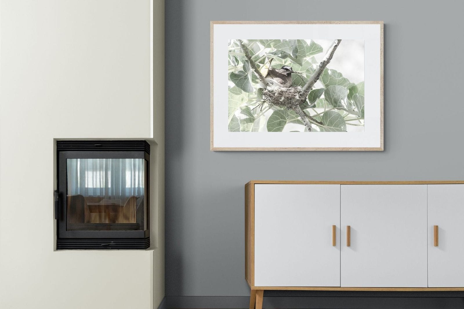Nesting Bulbul-Wall_Art-100 x 75cm-Framed Print-Wood-Pixalot