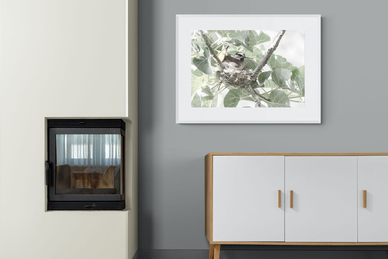 Nesting Bulbul-Wall_Art-100 x 75cm-Framed Print-White-Pixalot