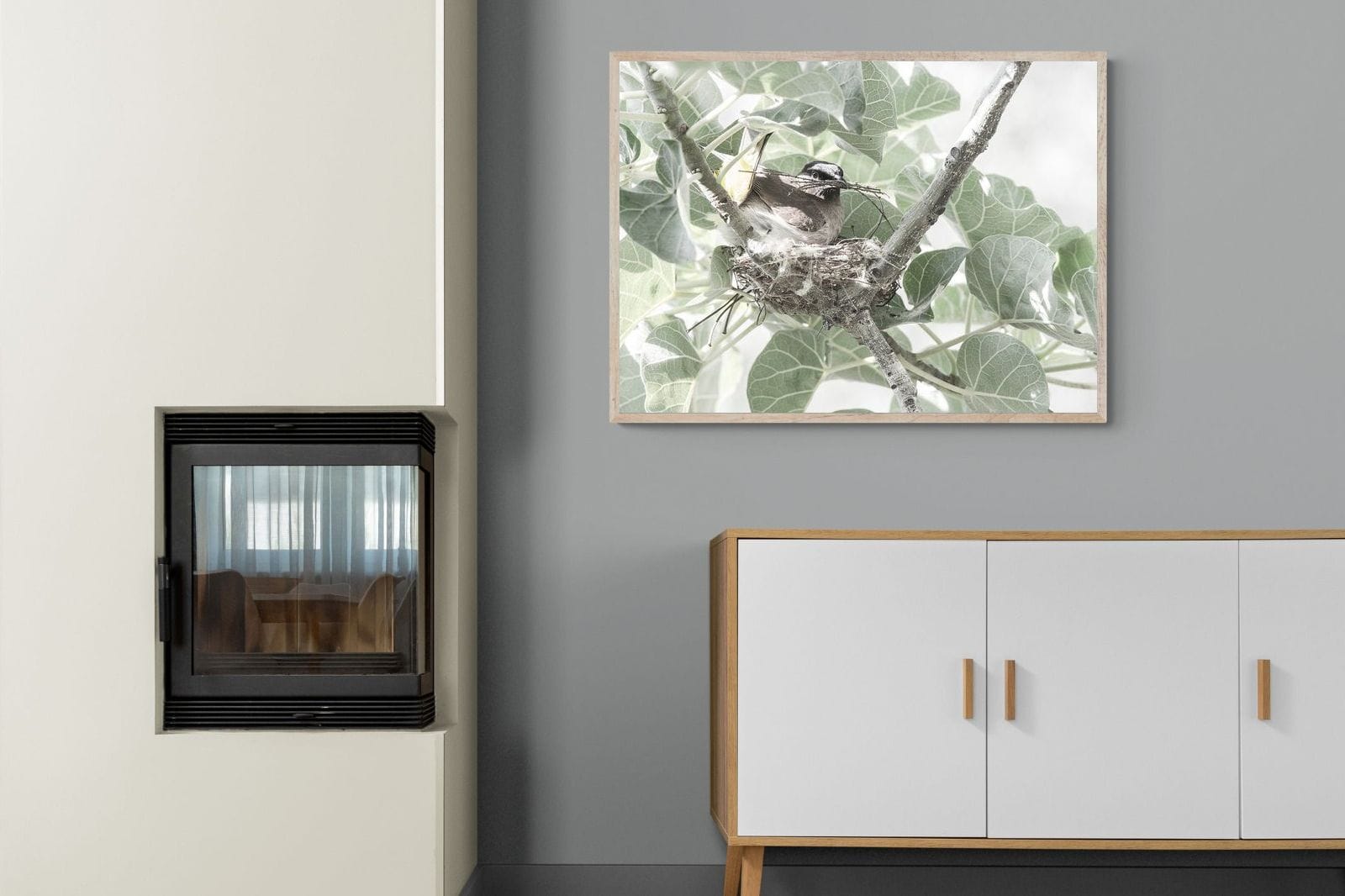 Nesting Bulbul-Wall_Art-100 x 75cm-Mounted Canvas-Wood-Pixalot