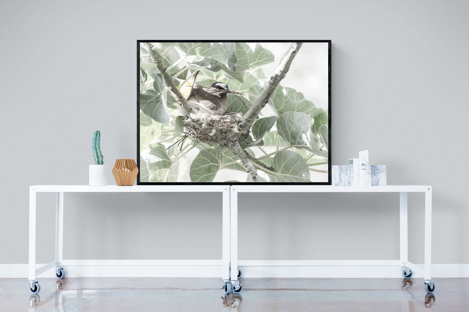 Nesting Bulbul-Wall_Art-120 x 90cm-Mounted Canvas-Black-Pixalot