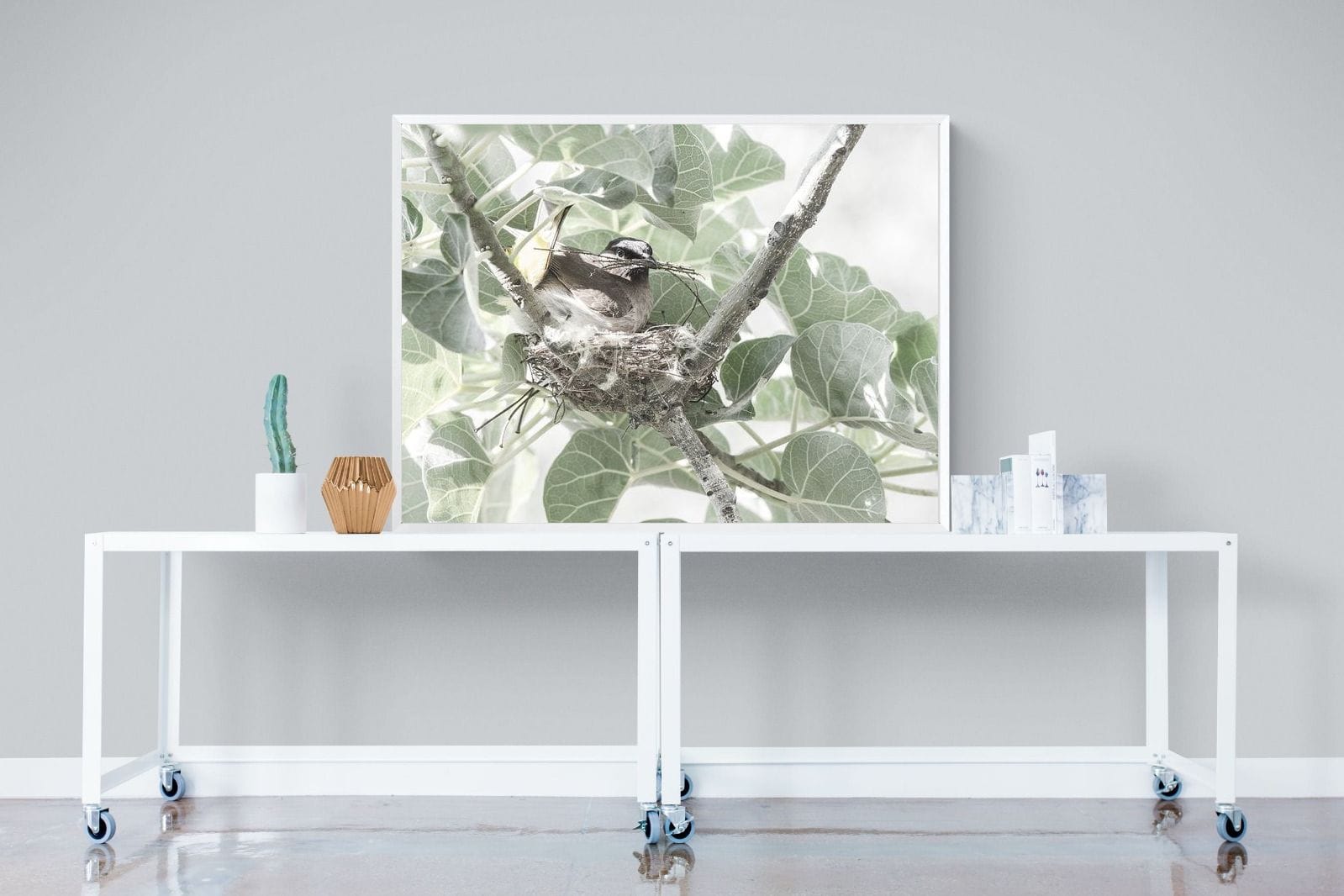 Nesting Bulbul-Wall_Art-120 x 90cm-Mounted Canvas-White-Pixalot