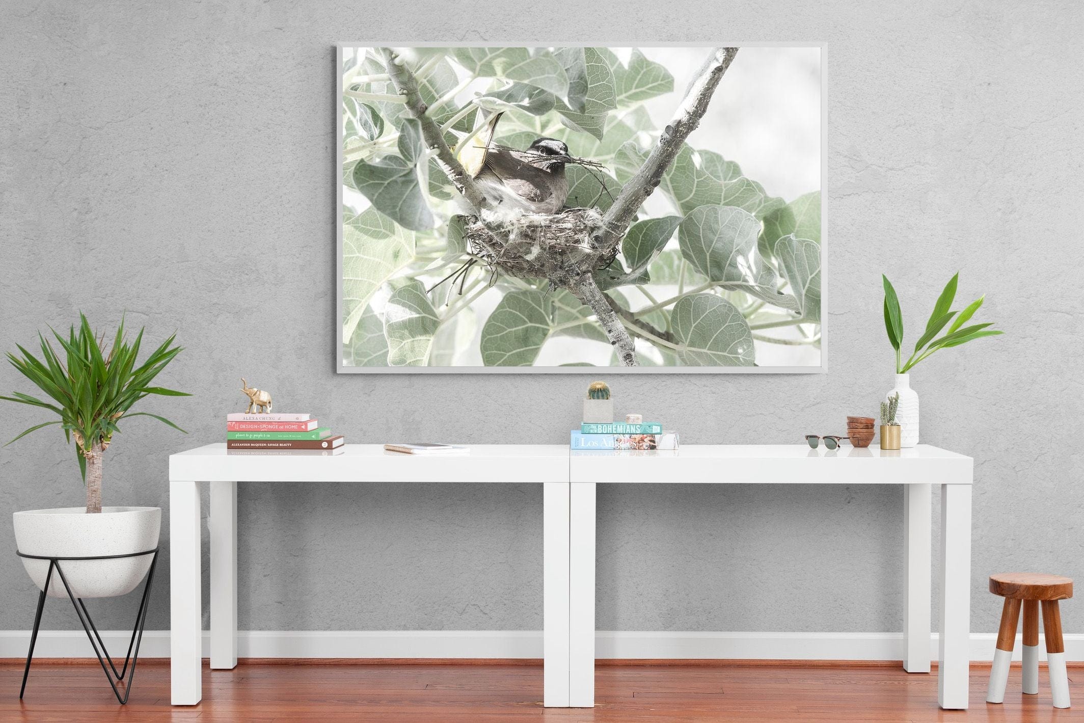 Nesting Bulbul-Wall_Art-150 x 100cm-Mounted Canvas-White-Pixalot