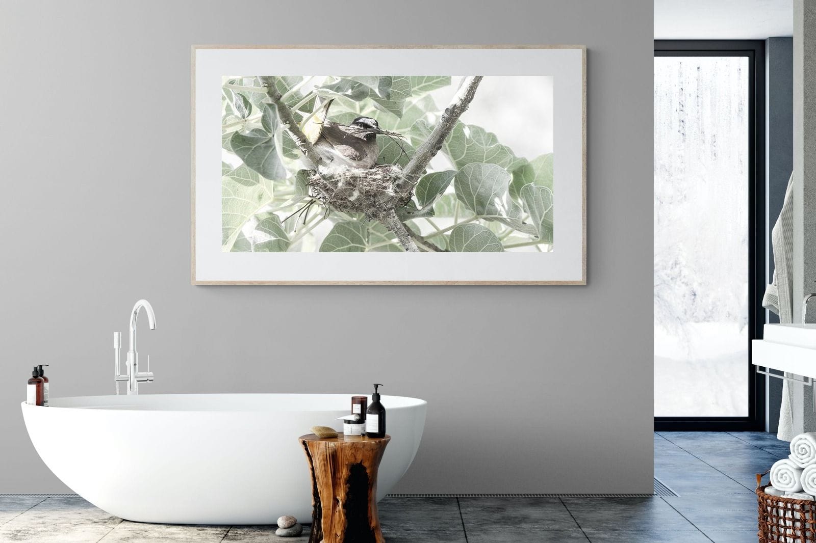 Nesting Bulbul-Wall_Art-180 x 110cm-Framed Print-Wood-Pixalot