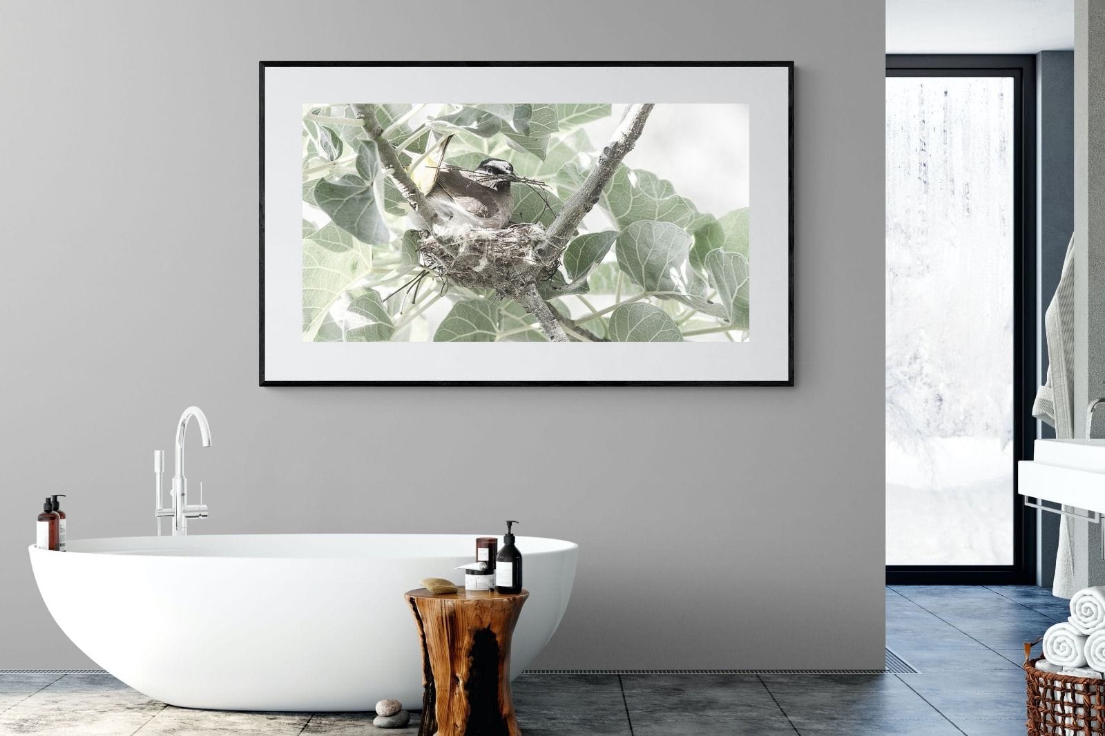 Nesting Bulbul-Wall_Art-180 x 110cm-Framed Print-Black-Pixalot