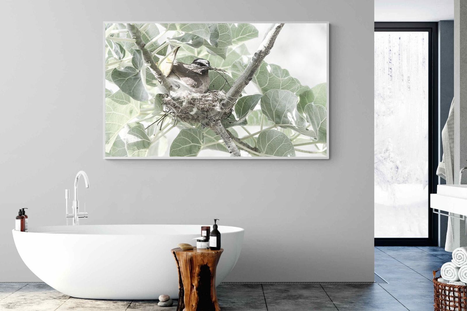 Nesting Bulbul-Wall_Art-180 x 110cm-Mounted Canvas-White-Pixalot