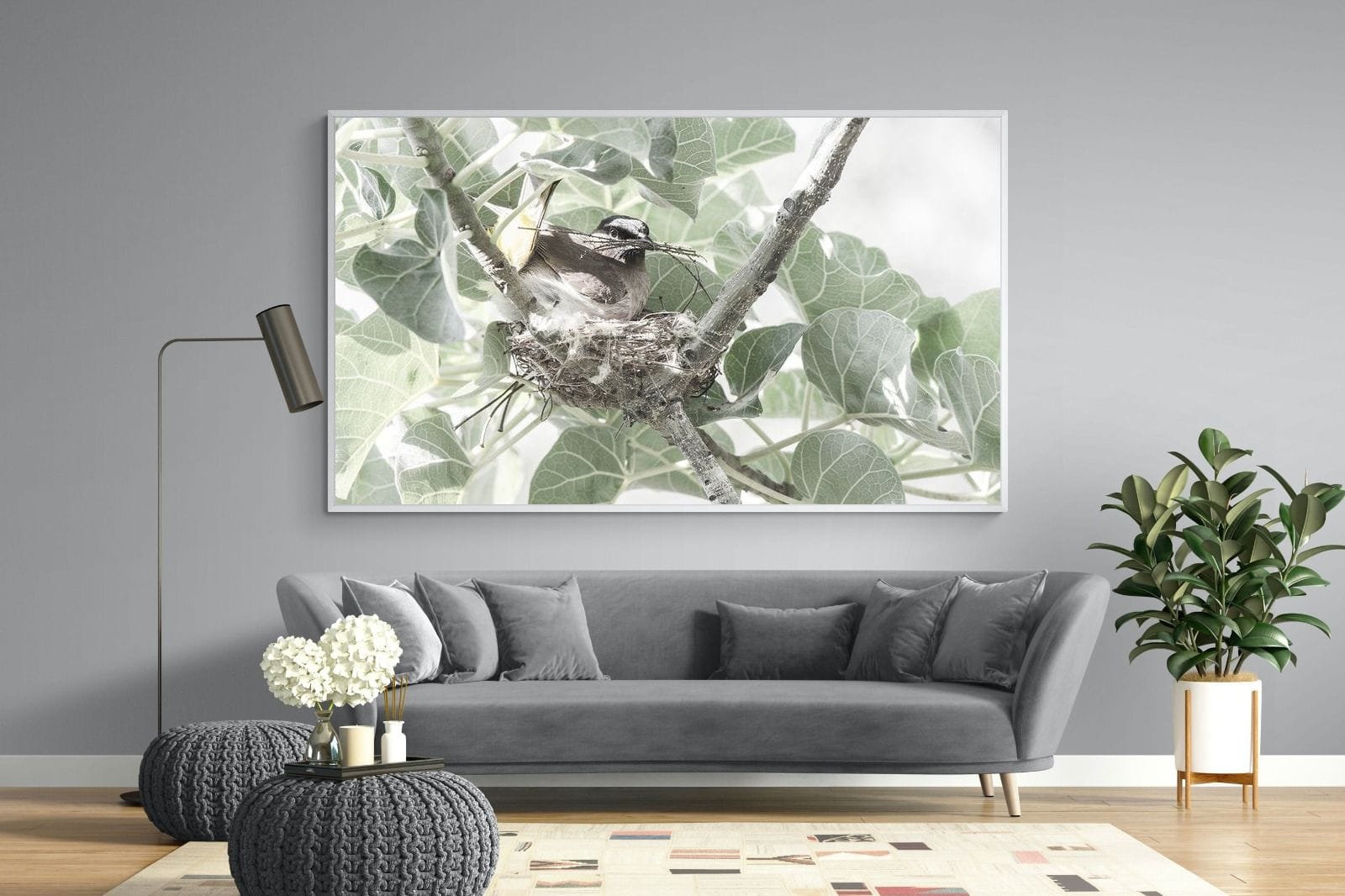 Nesting Bulbul-Wall_Art-220 x 130cm-Mounted Canvas-White-Pixalot