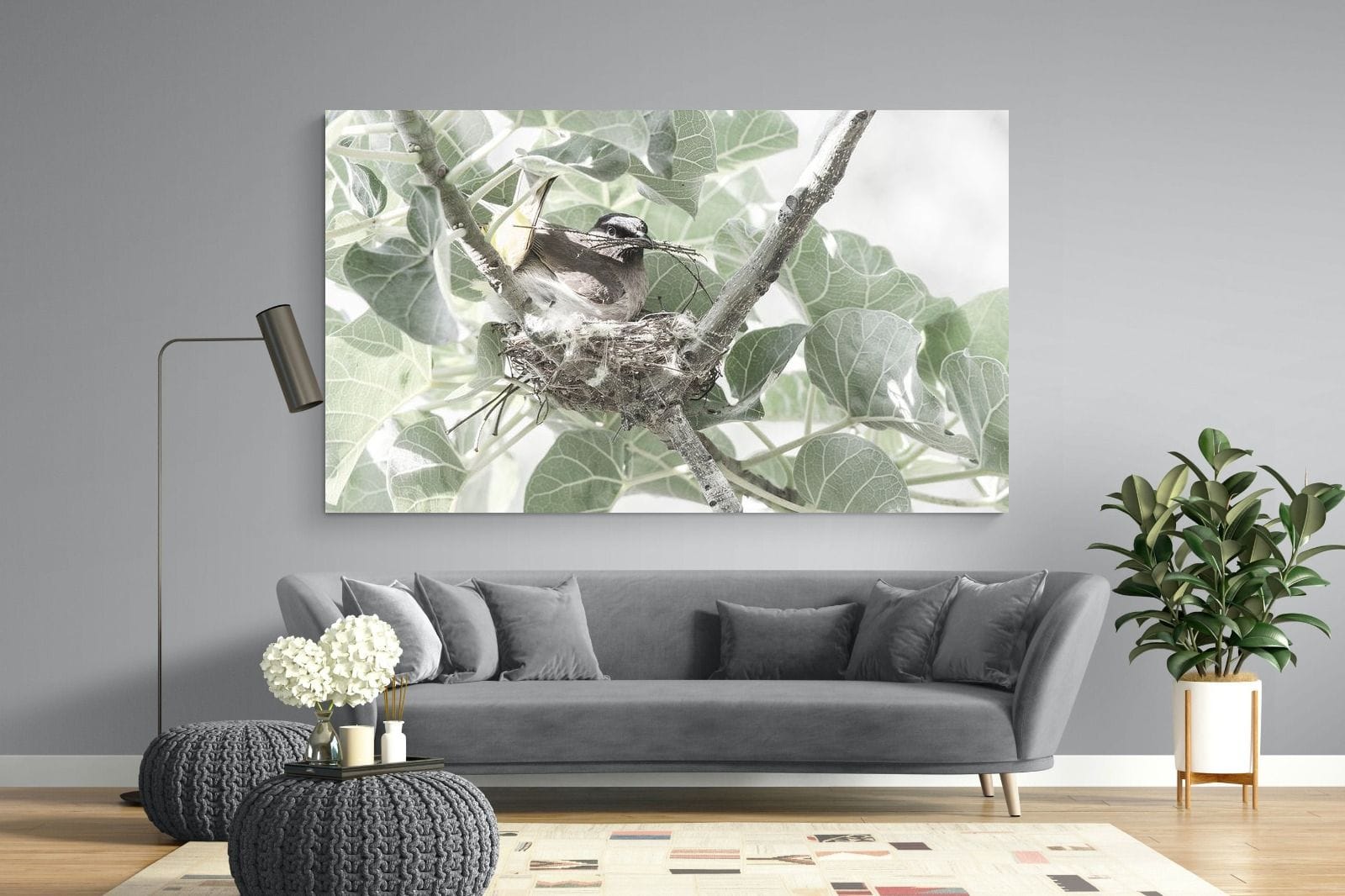 Nesting Bulbul-Wall_Art-220 x 130cm-Mounted Canvas-No Frame-Pixalot