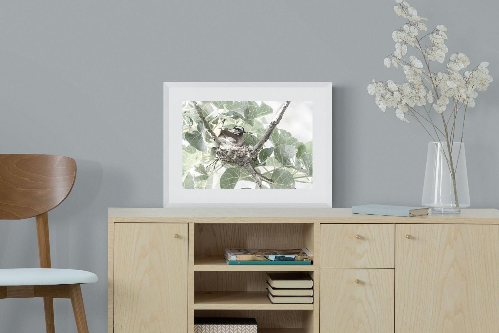 Nesting Bulbul-Wall_Art-60 x 45cm-Framed Print-White-Pixalot