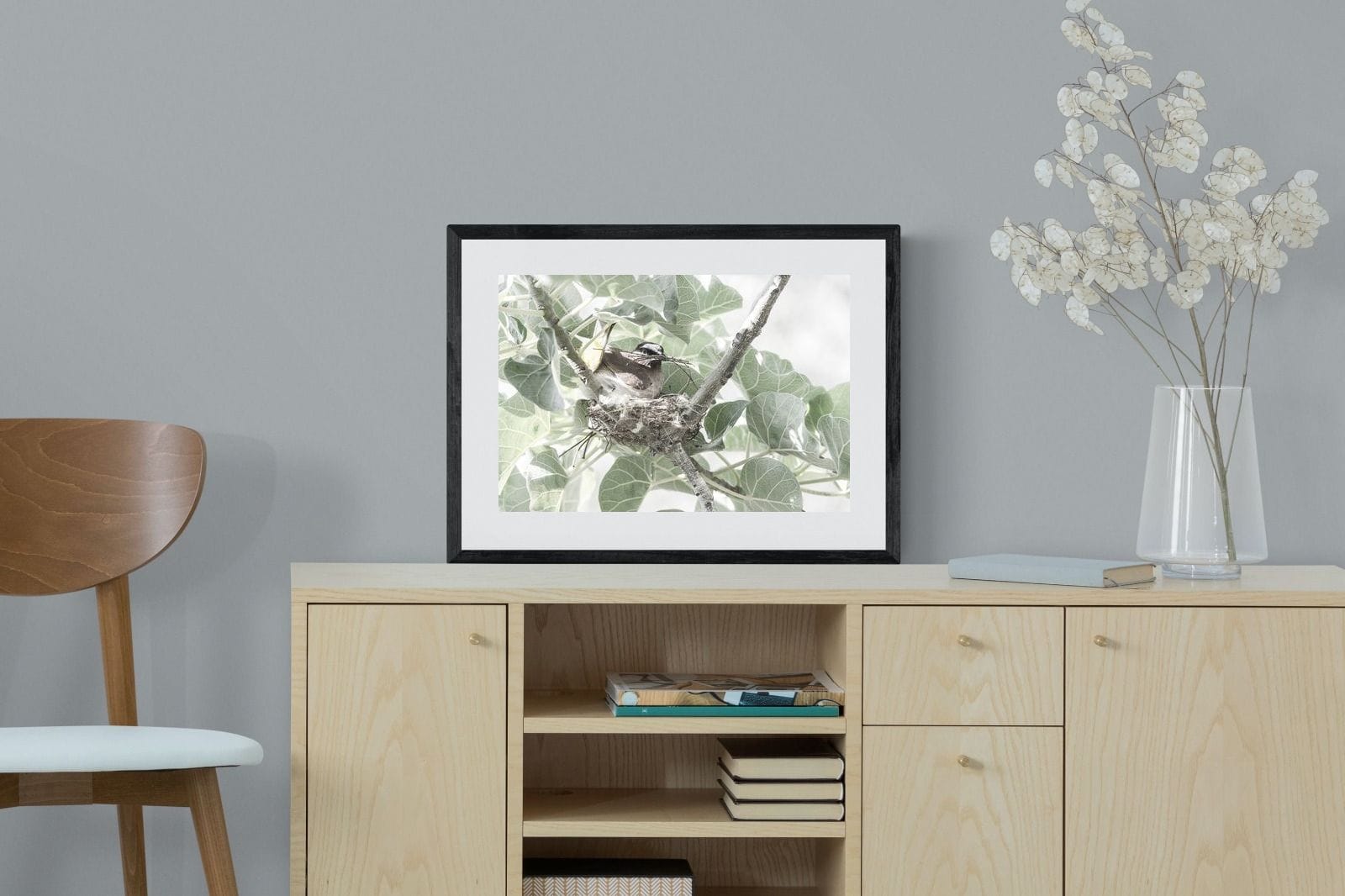 Nesting Bulbul-Wall_Art-60 x 45cm-Framed Print-Black-Pixalot