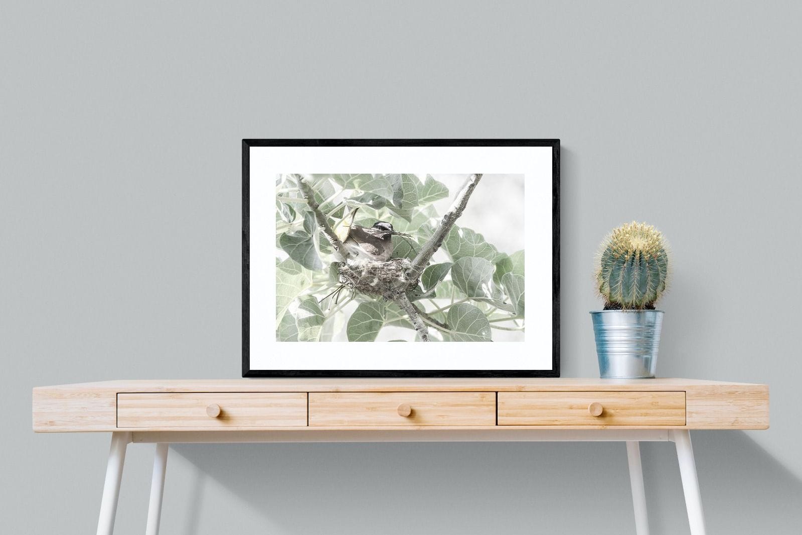 Nesting Bulbul-Wall_Art-80 x 60cm-Framed Print-Black-Pixalot