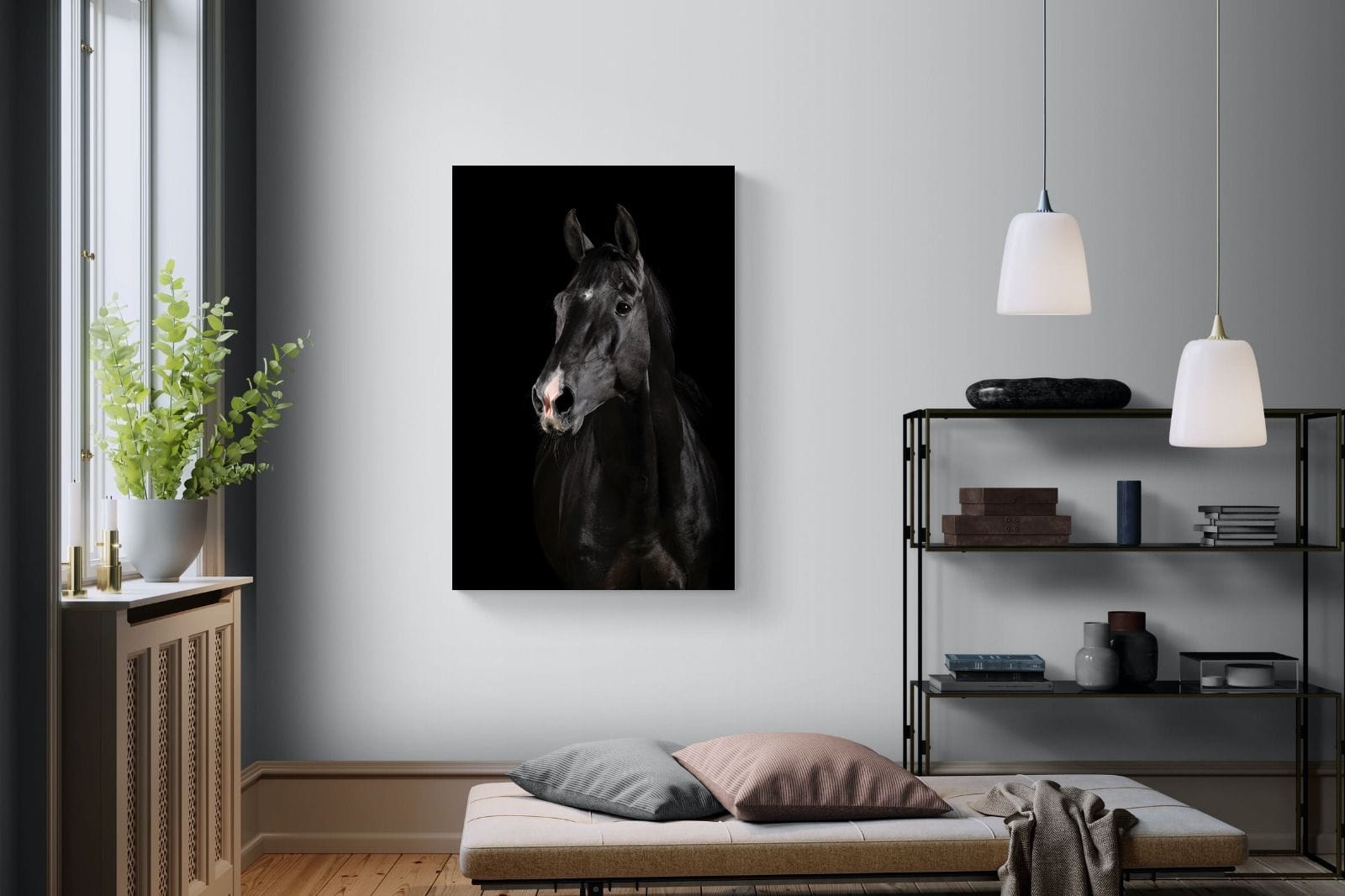 Night Horse-Wall_Art-100 x 150cm-Mounted Canvas-No Frame-Pixalot